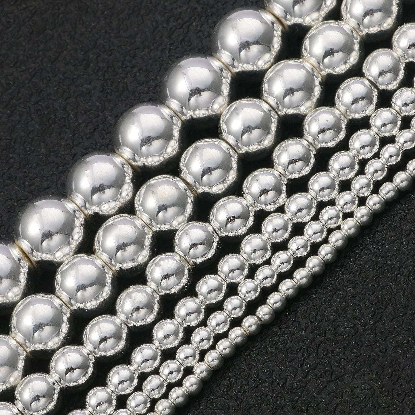 Yochus 45pcs Sliver Hematite Beads,8mm Healing Power Natural Stone Round Loose Gemstone Beads for Jewelry Making Earring Necklace DIY Crafts