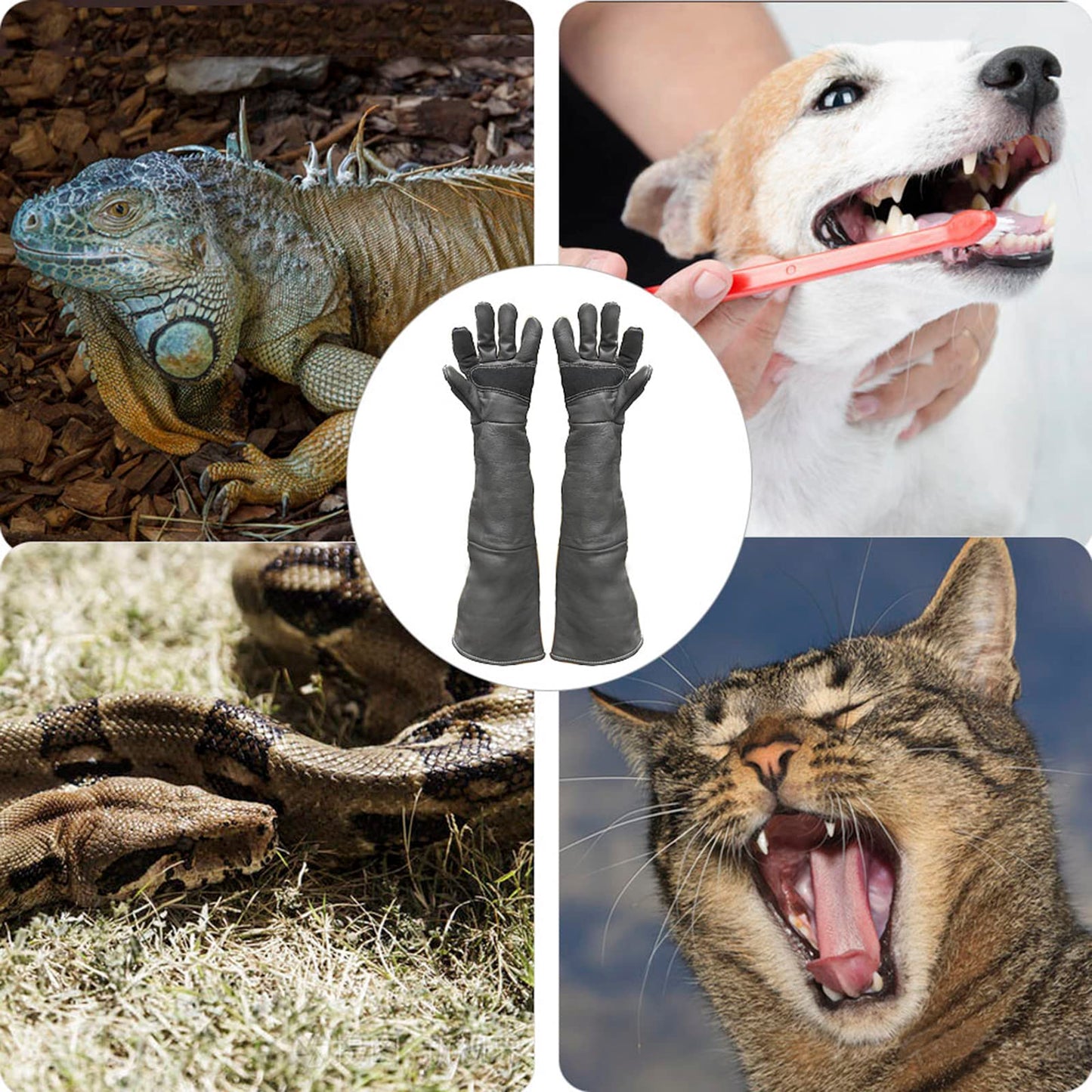 FIPASEN Animal Handling Gloves Bite Resistant, 60cm/ 23.6In Bite Proof Glove for Welding, Gardening, Handling Cat/Dog/Bird/Snake/Lizard/Falcon/Reptile, Anti-Bite Work Gloves (Deep Color)