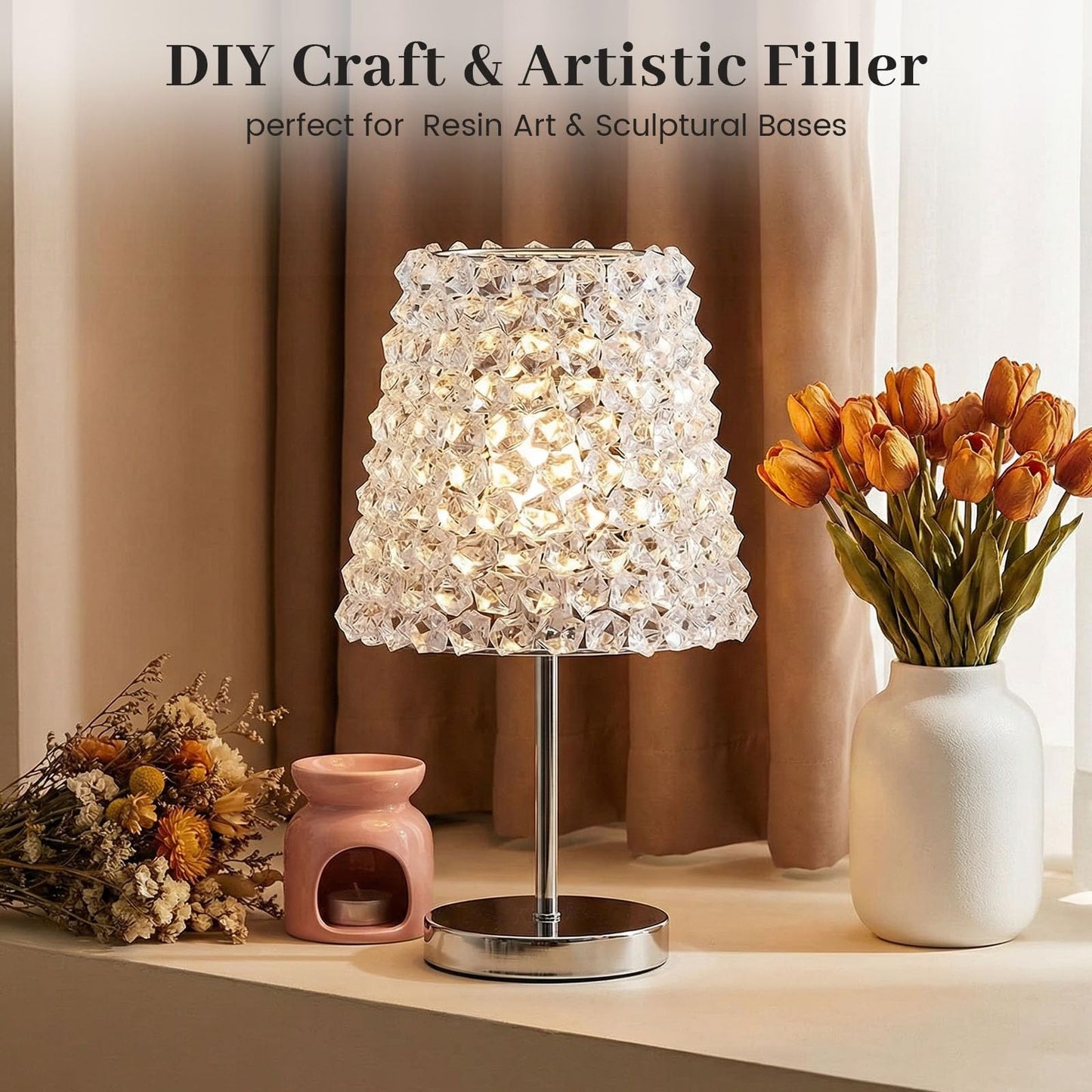DomeStar Fake Ice, 150PCS Fake Diamonds, Plastic Diamonds Acrylic Rocks Vase Fillers for Centerpieces Wedding Party Table Scatter Food Display