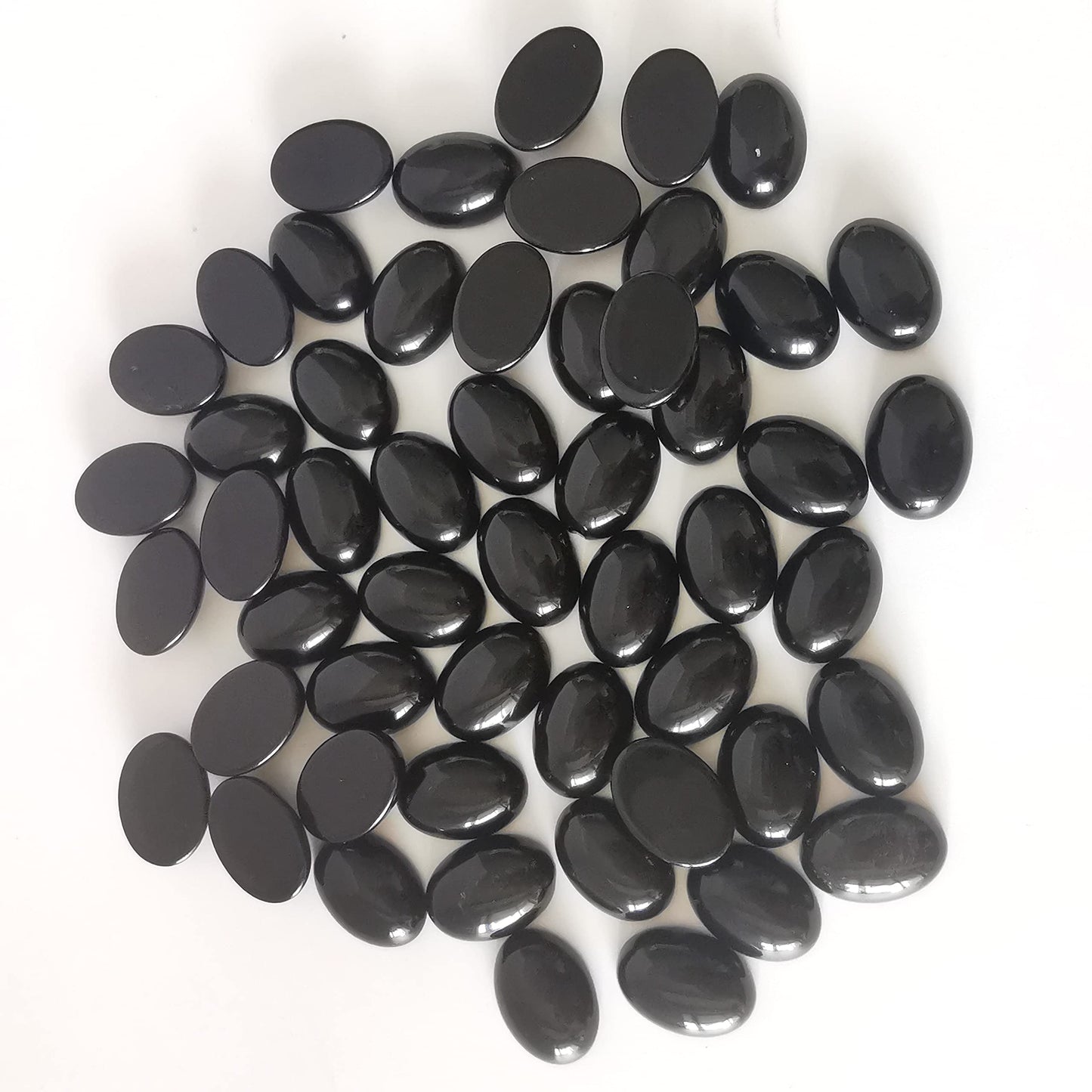 Loveliome 18x13mm Oval Cabochons Flatback Crystal Stone Gemstones Beads for Jewelry Making DIY Pack of 10, Black Obsidian