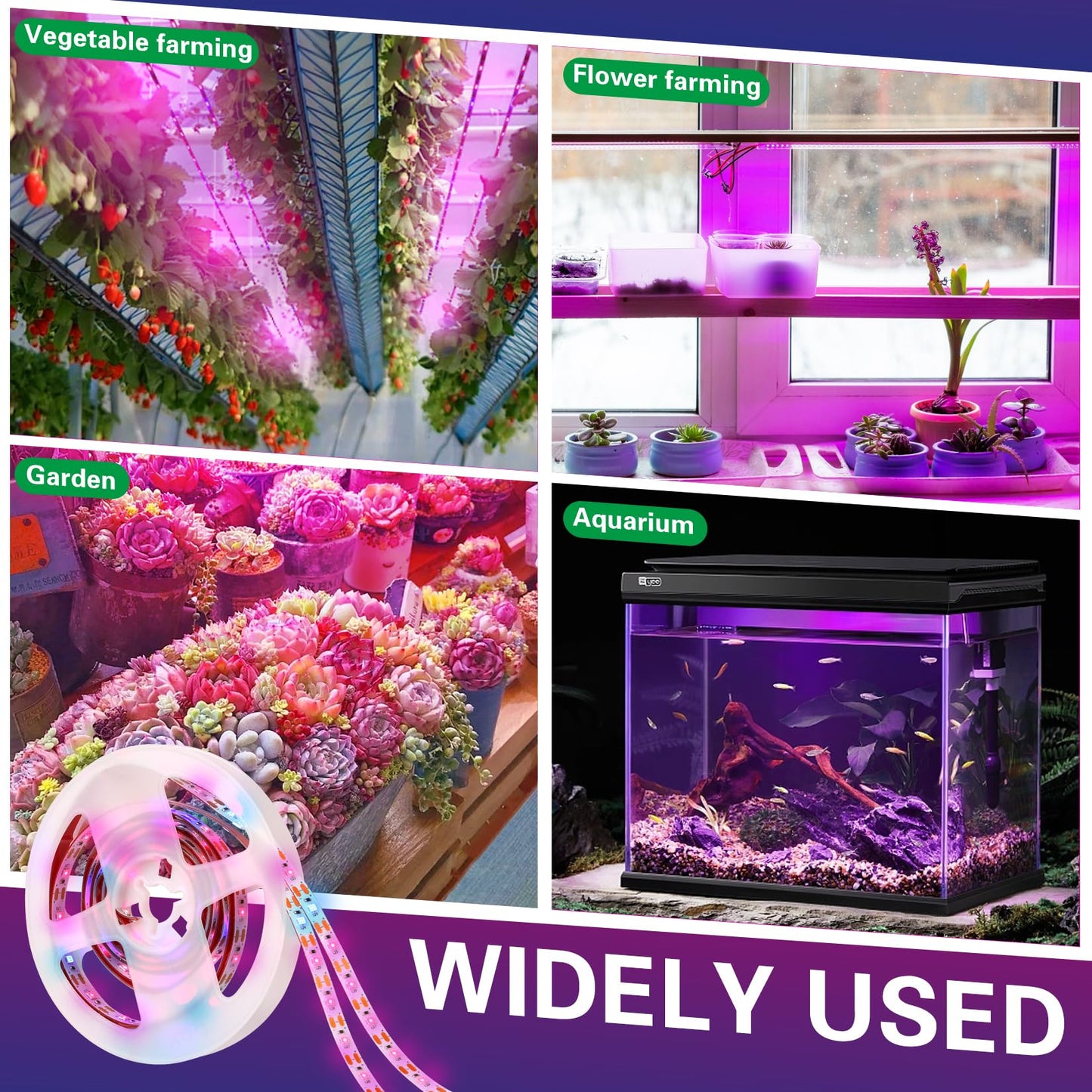 Grow Lights for Indoor Plants,120 LEDs Waterproof led Grow Lights Full Spectrum,USB Plug-in Dimmable Auto On/Off with 3 Timers Plant Light, for Indoor Plants Seeding Veg Flower Growing Lamp(6.56ft)