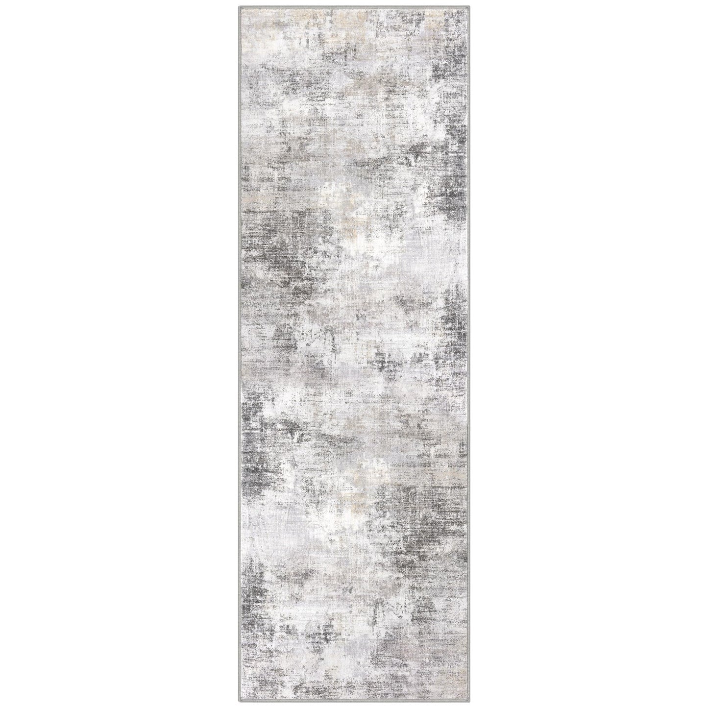 IOHOUZE Abstract Runner Rug 2x6 Ft Washable Runners for Hallways, Non Slip Kitchen Runner Printed Faux Wool Entryway Runner Indoor, Modern Abstract Floor Carpet for Hall Kitchen Bedroom, Grey Beige