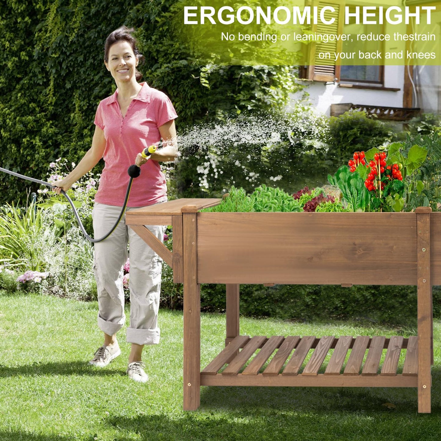 Gowoodhut Raised Garden Bed with Legs Outdoor, Elevated Garden Box with Legs, Large Storage Shelf for Vegetable, Flower, Herb, Easy to Assemble,81x23x31 in