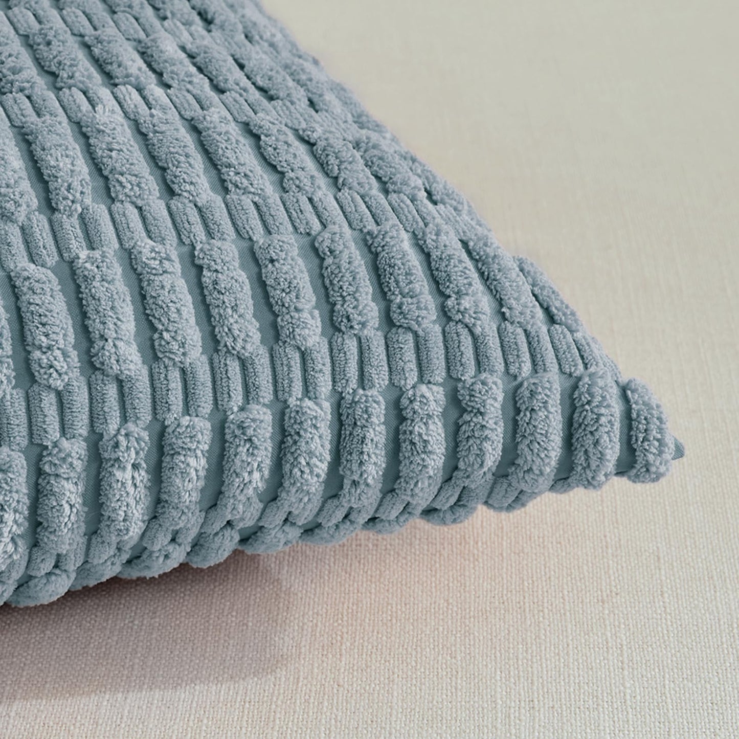 VPQNXIUTS Corduroy Throw Pillow Covers, Set of 2, Soft Textured Striped Cushion Cases for Sofa and Bed, (Gray Blue, 40 * 40cm)