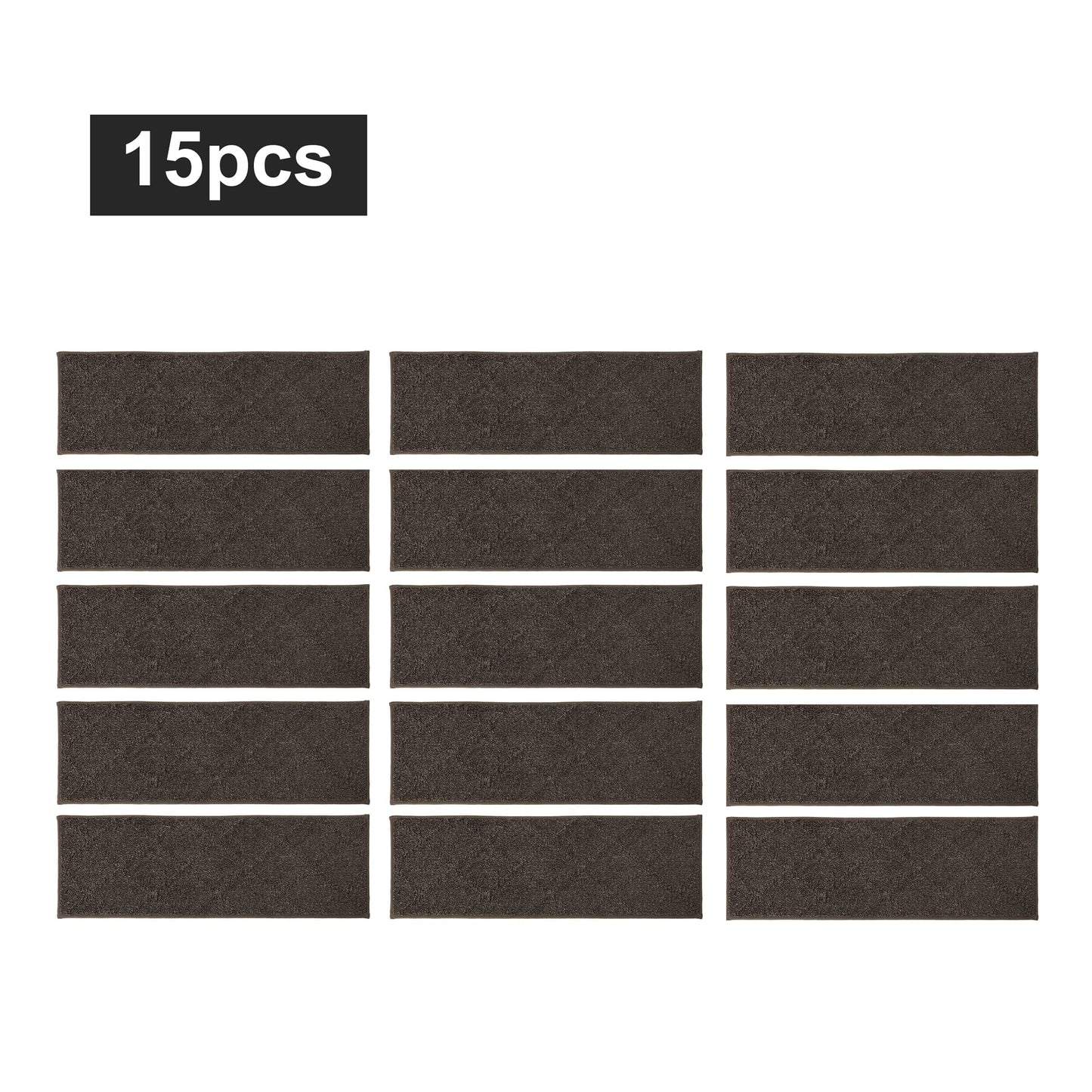 COSY HOMEER Edging Stair Treads Non-Slip Carpet Mat 28inX9in Indoor Stair Runners for Wooden Steps, Edging Stair Rugs for Kids and Dogs, 100% Polyester TPE Backing (15pc, Brown)