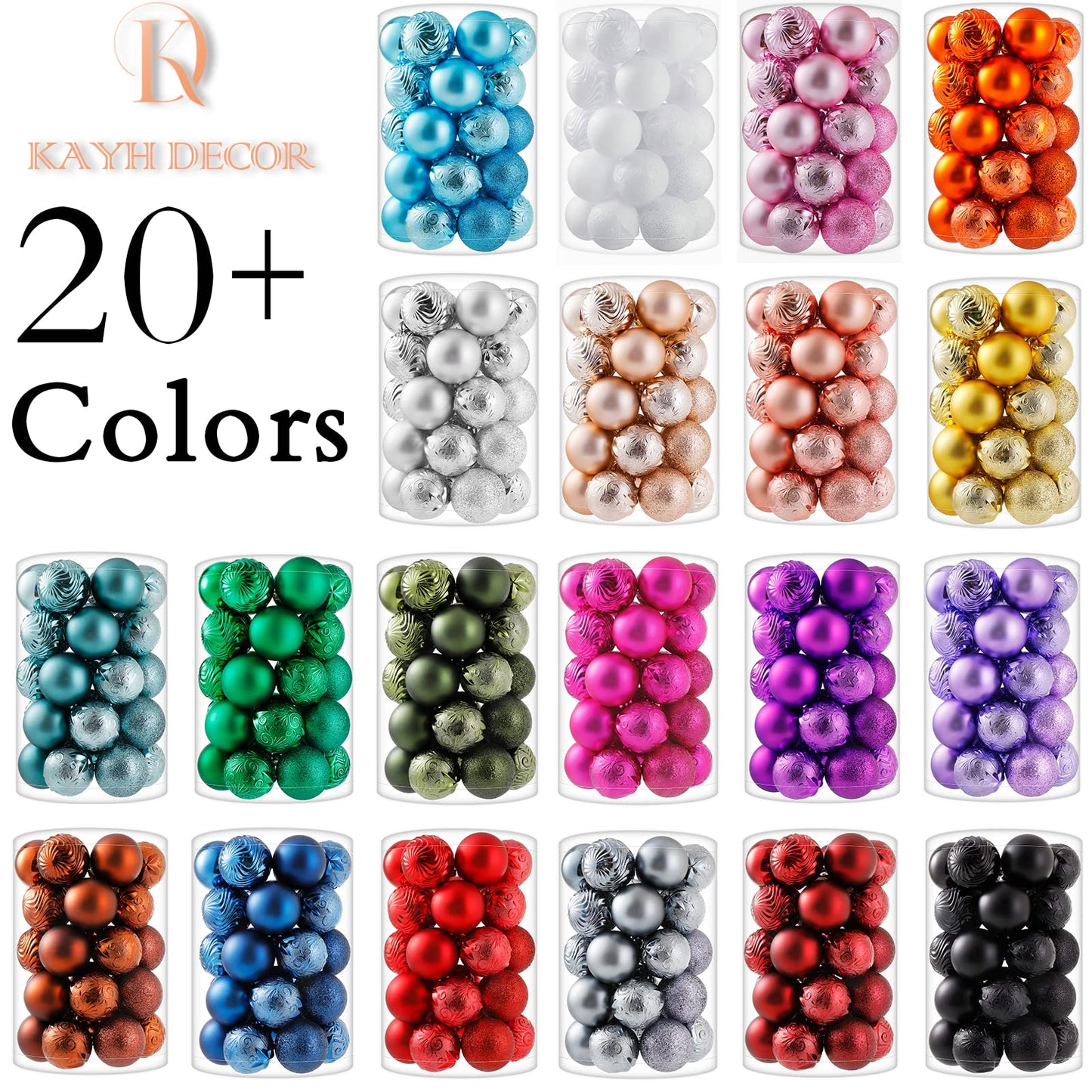 34ct Grey Christmas Ball Ornaments Shatterproof Plastic Christmas Tree Decorations for Xmas Party Home Office Holiday Decor -Medium Size (2.36"/ 60mm)