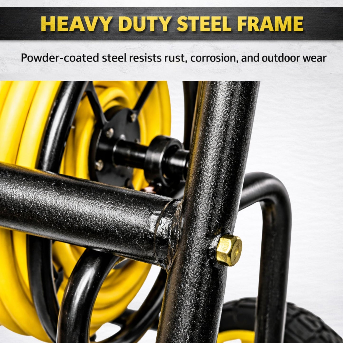 Real Hose Storage Garden Hose Reel Cart, Heavy Duty Hose Reel with Wheels, Outdoor Water Hose Reel for Backyard, Garden, or Lawn, Metal Hose Carts (400ft Hose Carriage)
