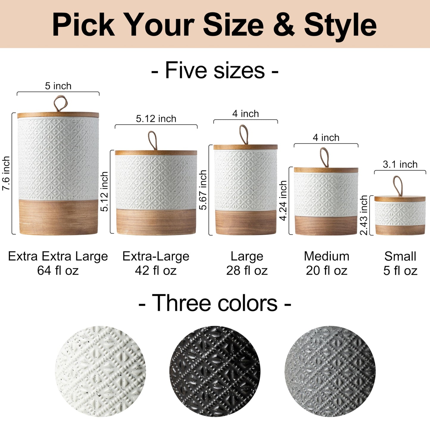 Miamolo Ceramic Jar with Lid, Coffee Canisters with Airtight Lids Kitchen Food Storage Container for Spice Loose Leaf Tea, Small Decorative Jars for Countertop Coffee Bar Accessories - White 20 fl.oz