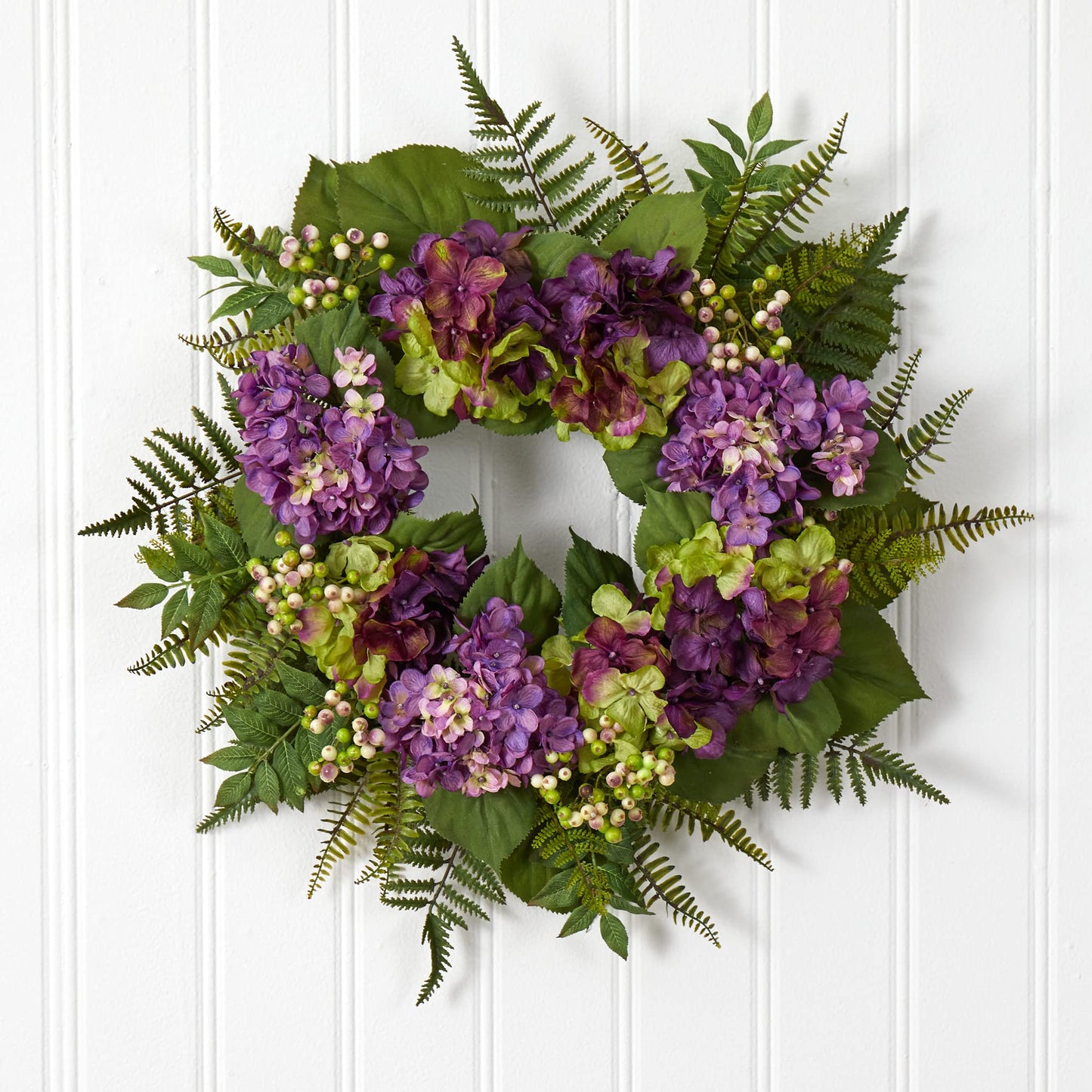 Nearly Natural 24in. Artificial Hydrangea Berry Wreath