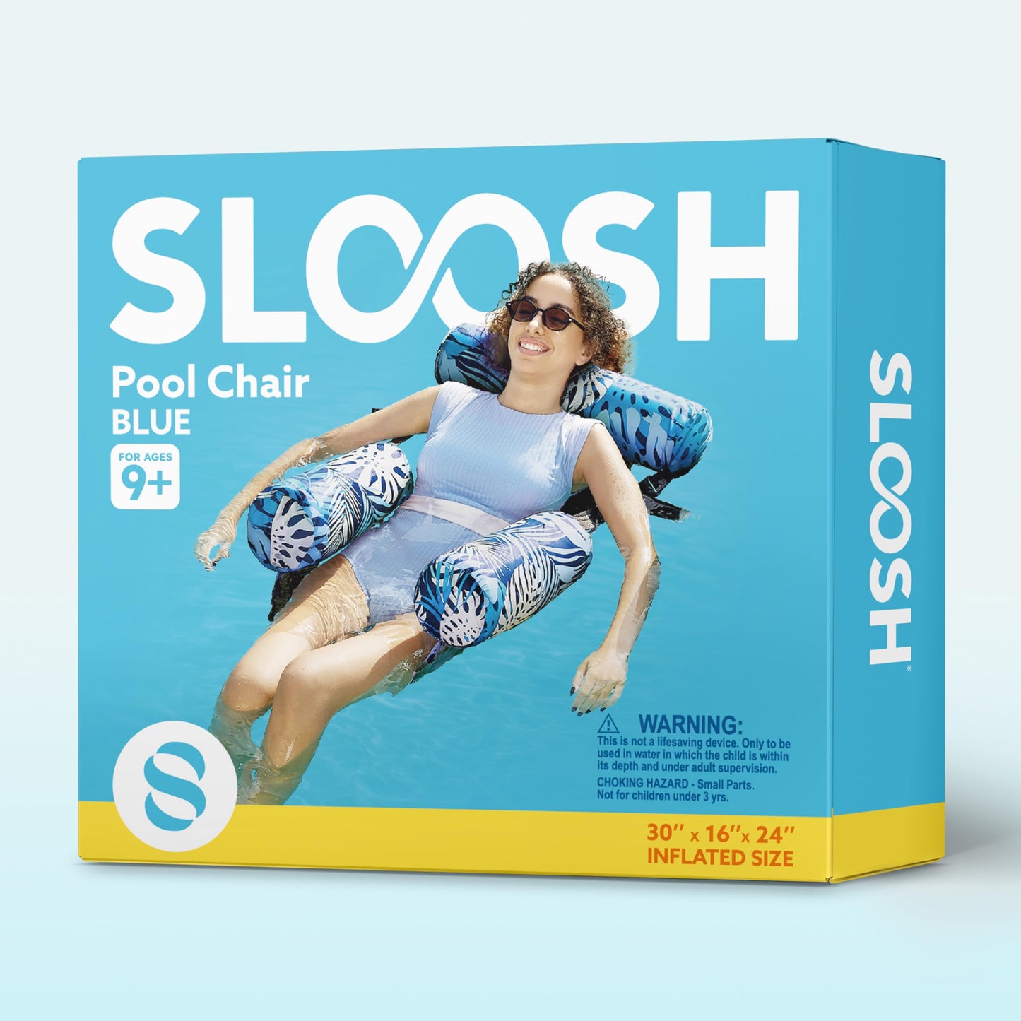 SLOOSH Pool Floats Chairs Adult,Inflatable Pool Lounge,Plant Pattern Floating Mat Hammock,Blow up Water Chairs Noodles rafts for Party Summer Water Beach Fun,Blue Leaves