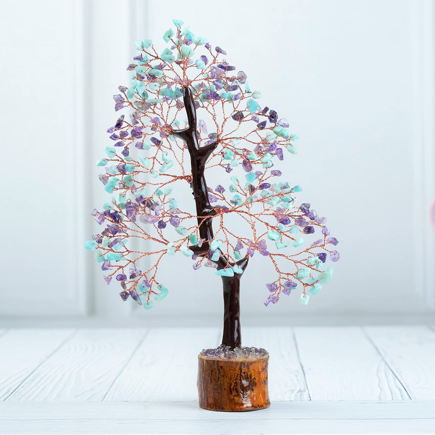 Crocon® Amethyst & Amazonite Crystal Tree Home Decor, Birthday Gifts for Women, Sister Gemstone Gift for Her Money Tree Crystals and Healing Stones House Warming Gift New Home Spiritual Decor Present