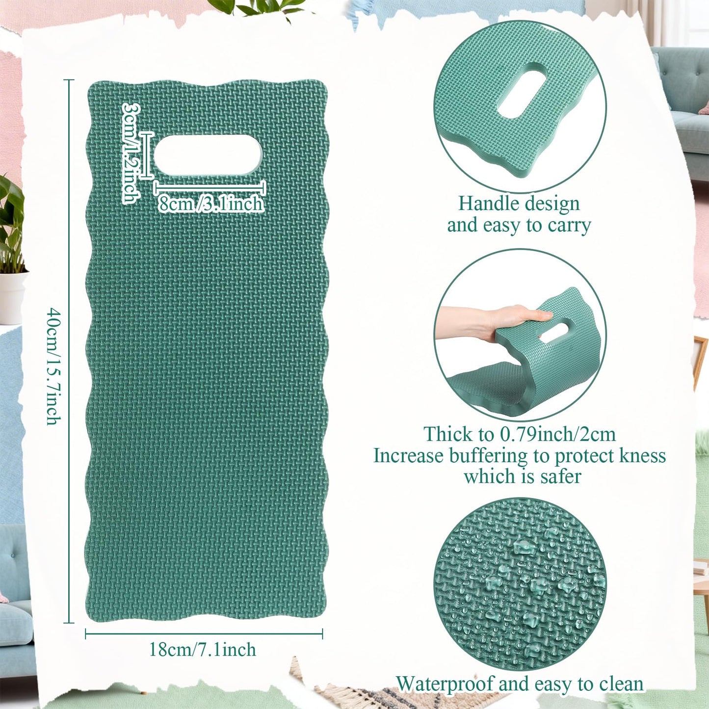 Woanger 6 Pcs Garden Kneeling Mat Foam Knee Mat Gardening Waterproof Knee Cushion for Baby Bath Seat Floor Yoga Exercise Seating Praying Work Classroom, 15.7 x 7 x 0.8 Inch(Morandi)