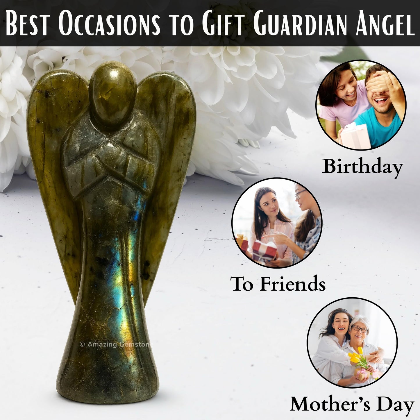 Amazing Gemstone Labradorite Angel - Labradorite Crystal Angel and Pocket Guardian Angel Crystal Figurines (1.5 inches)