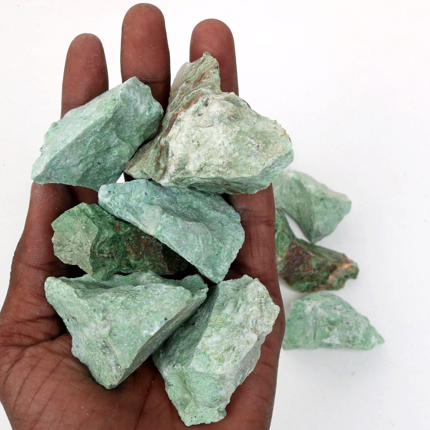 REAL-GEMS Natural Raw Healing Crystals Rough Stones for Tumbling, Cabbing, Polishing, Wire Wrapping, Wicca & Reiki Crystal Healing, Mix Gemstones,7 Chakra (Green Opal)