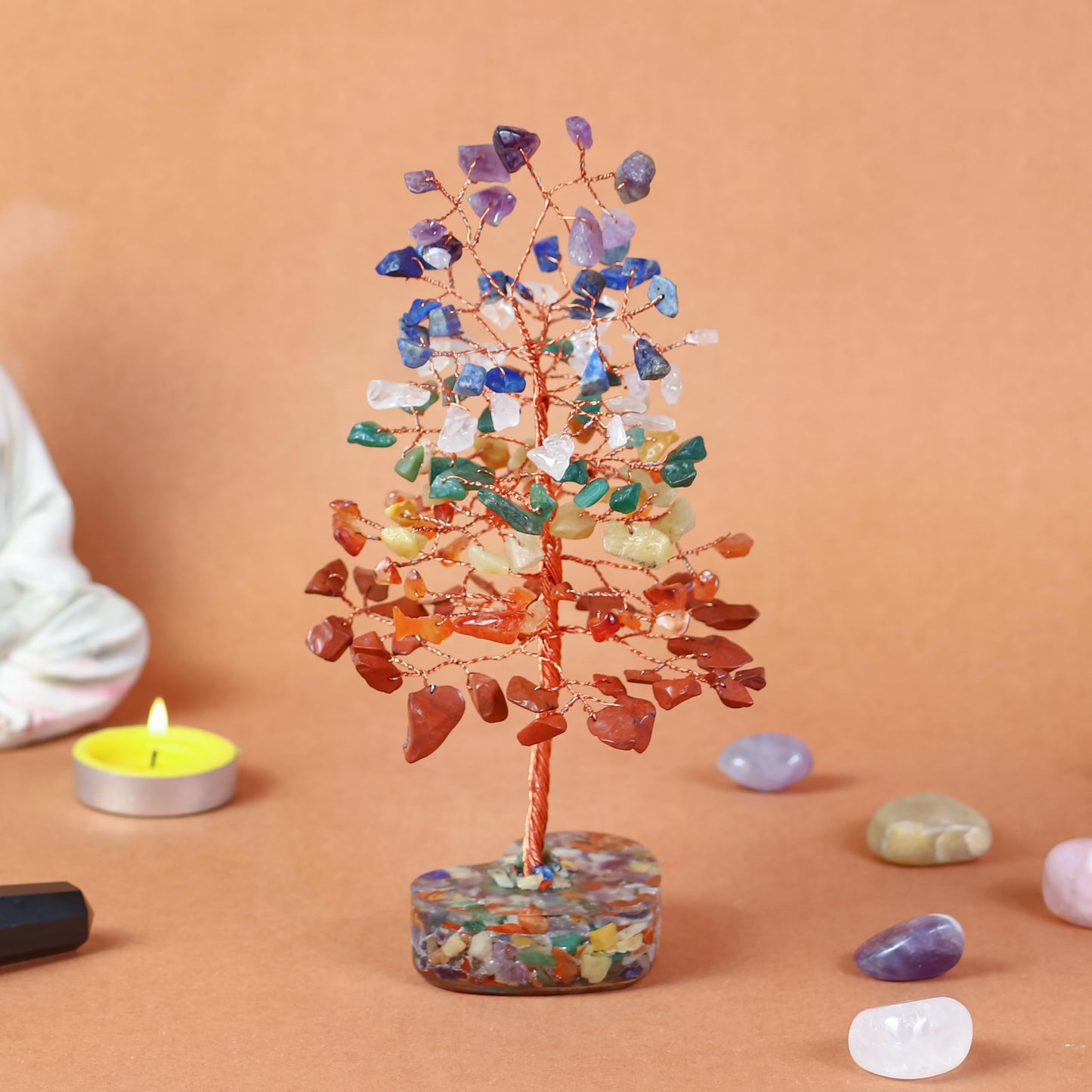 Crocon® 7 Chakra Heart Base Birthday Gifts for Women, Men & Friends | Tree of Life Crystals and Healing Stones, Home & Office Decor, Money Tree, Women Gift Ideas, House Warming Gifts New Home for Mom