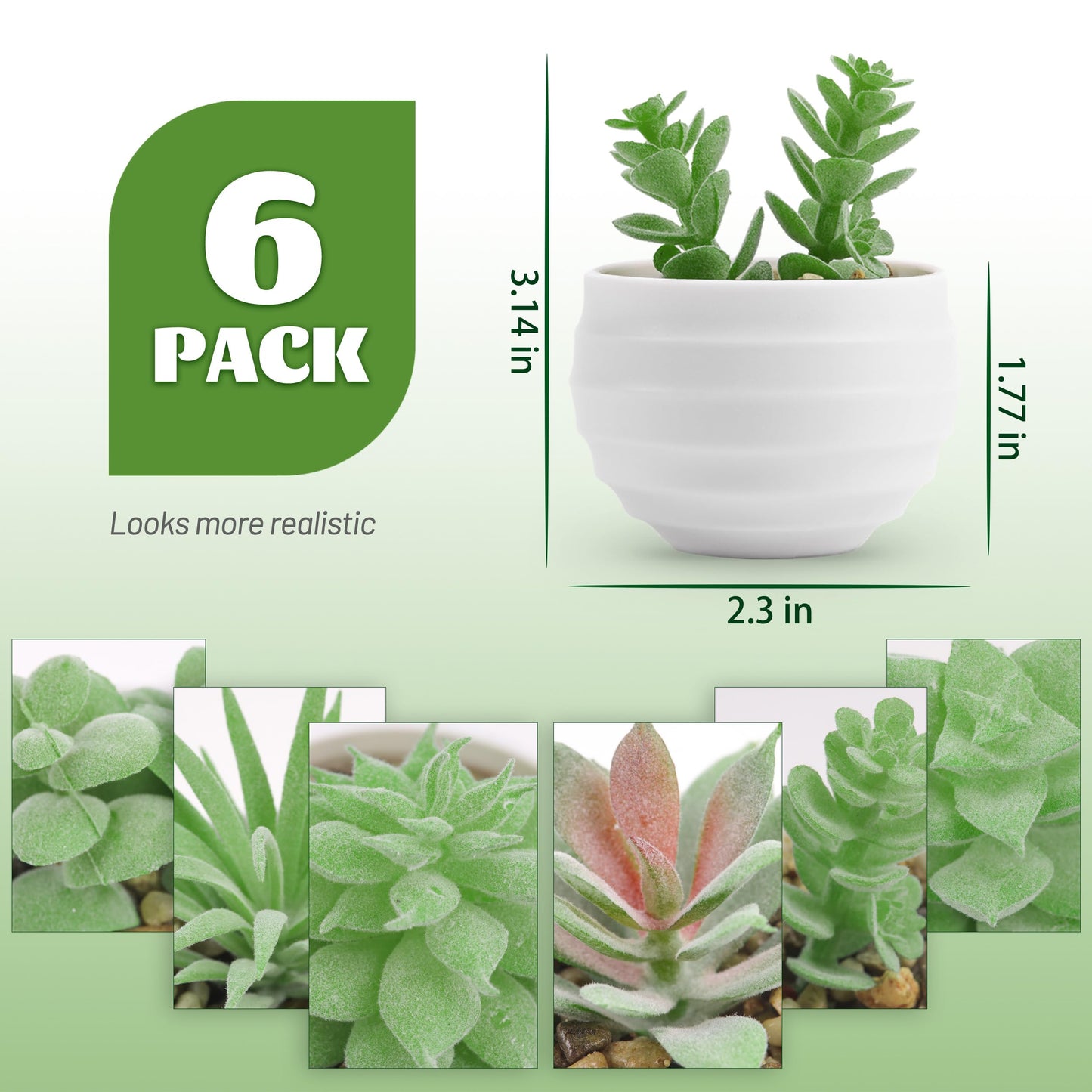Der Rose Set of 6 Succulents Plants Artificial in Pots Small Fake Plants for Bedroom Aesthetic Living Room Shelf Bathroom Decor Office Desk Accessories