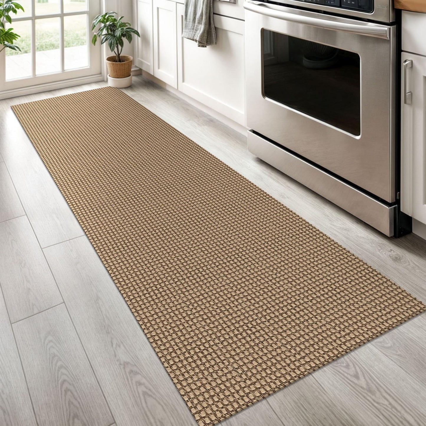 KOZYFLY Boho Runners for Hallways 2x6 ft Washable Kitchen Runner Non Slip Rubber Backed Hall Runners Cotton Entryway Runner Rugs Floor Carpet for Indoor Backdoor Bedroom Kitchen, Tan/Orange/Brown