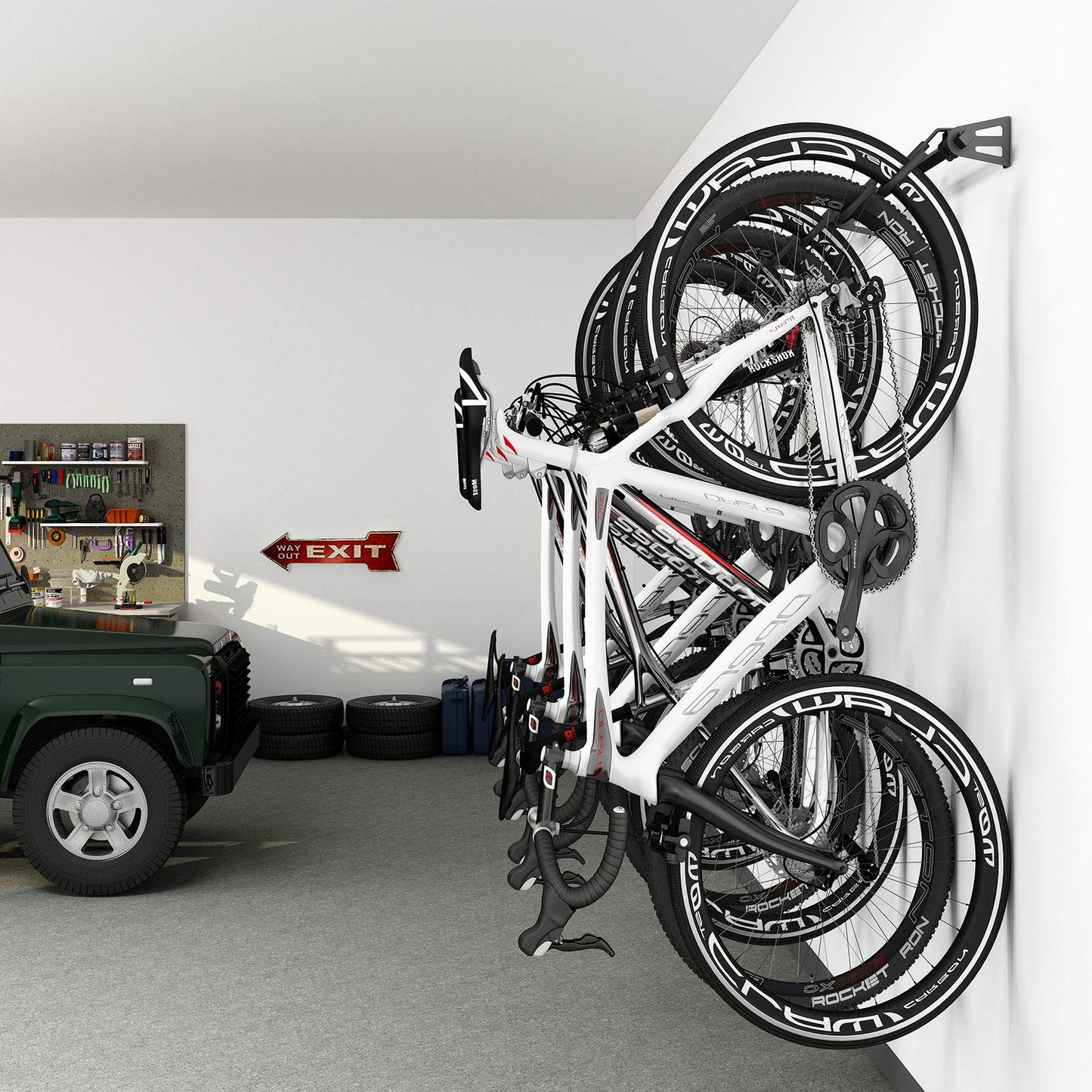 FLEXIMOUNTS 6 Bike Storage Rack, Heavy Duty Wall Mount Hanger for Home & Garage, Holds Up to 300lbs