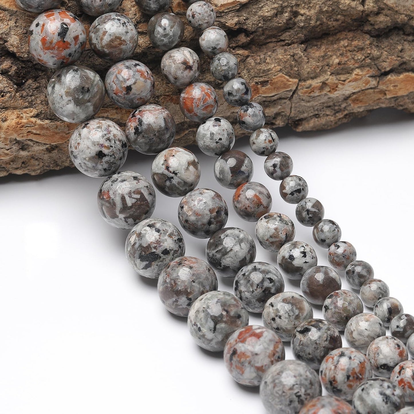 Yochus 45pcs Flame Yooperlite Beads,8mm Healing Energy Power Natural Stone Round Loose Beads for Jewelry Making Earring Necklace DIY Crafts