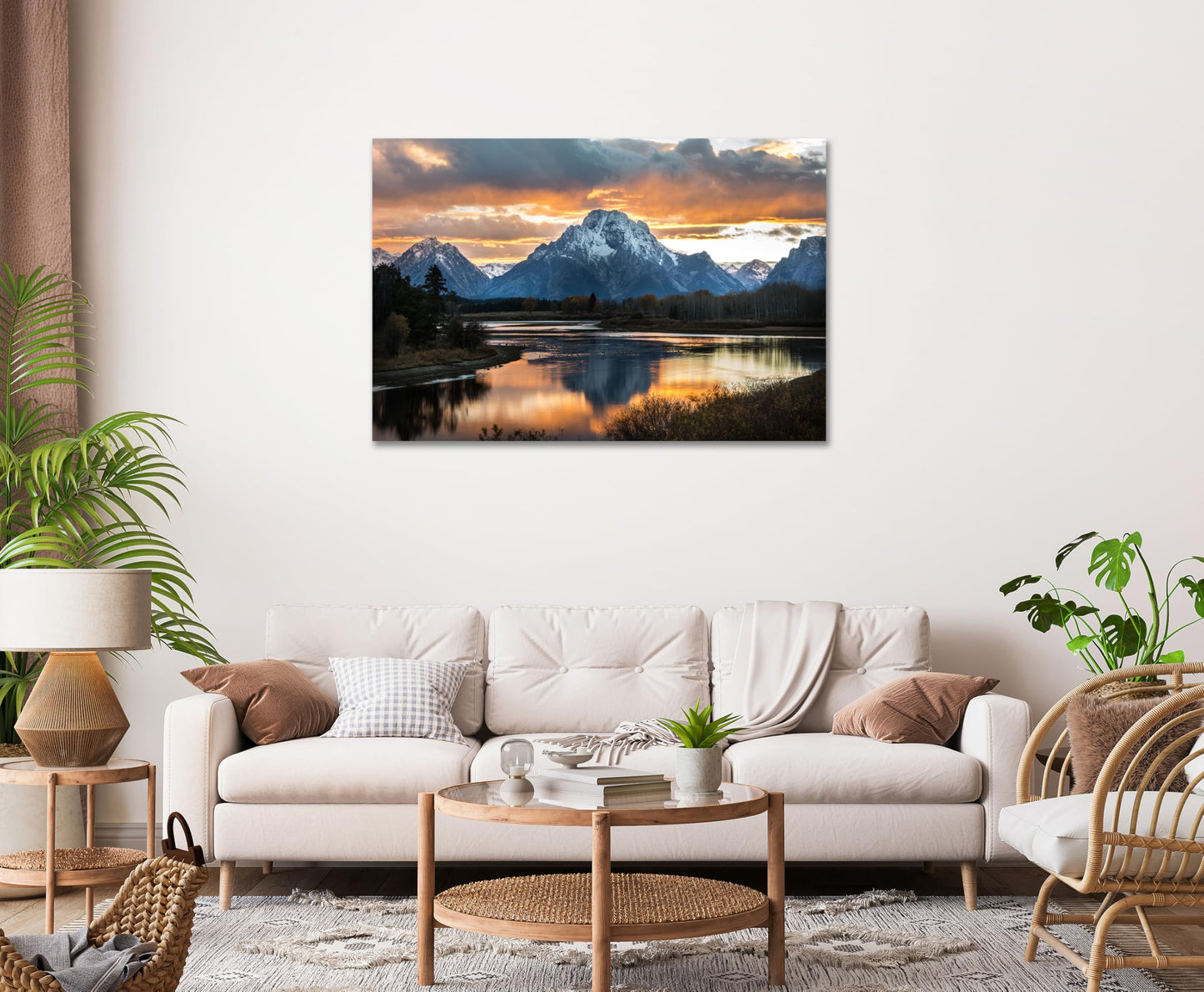 SKASNFAI Grand Teton National Park Canvas Wall Art Mountain Landscape Print Picture Framed Nature Wall Decor for Living Room Office (16L x 24W)