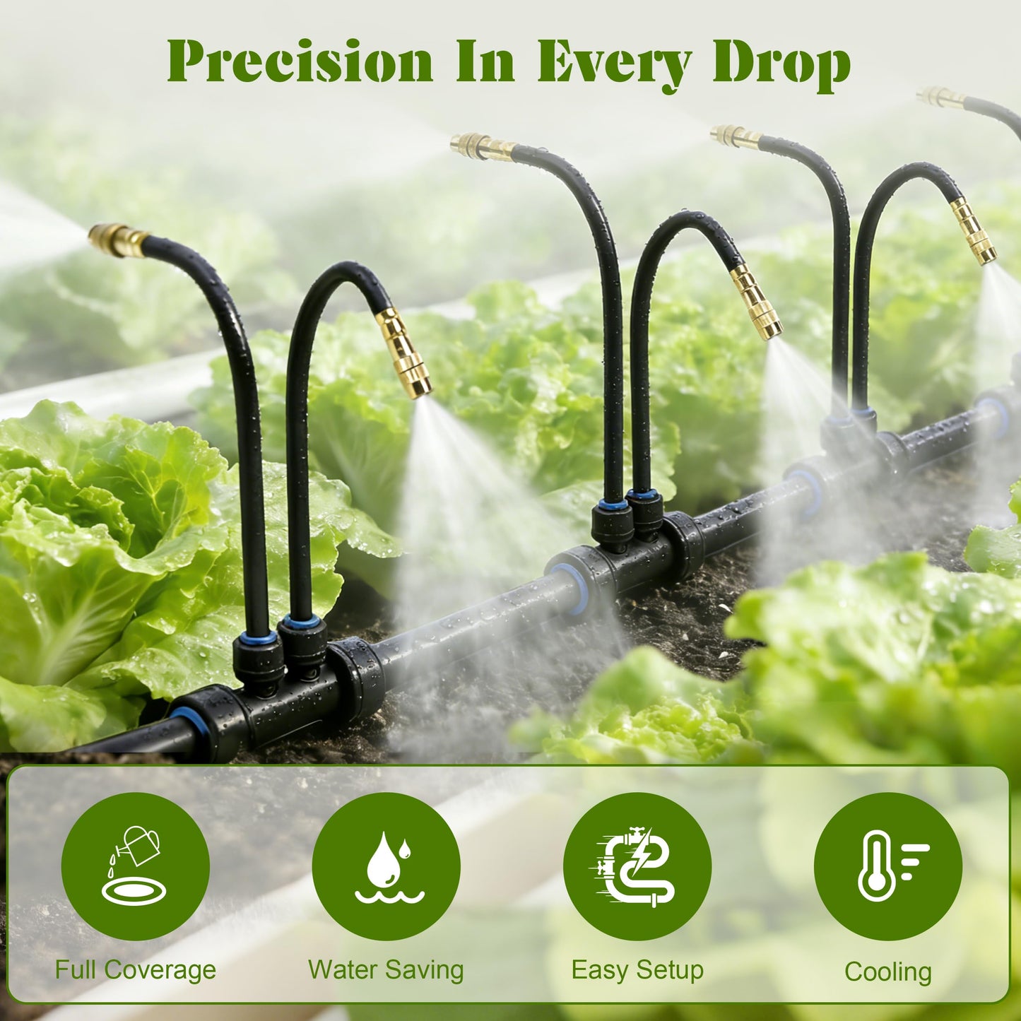 Drip Irrigation System for Garden, Automatic Watering System with Adjustable 360° Copper Spray Nozzles, DIY Drip Irrigation Kit for Yard, Lawn, Greenhouse, Raised Beds & Potted Plants (20FT)