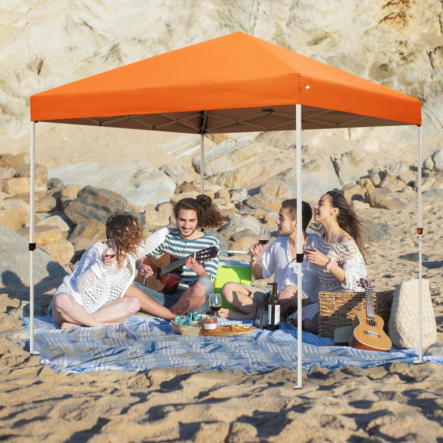 Northroad 8X8 FT Pop Up Canopy, Outdoor Instant Canopy Tent w/Carrying Bag, Portable Gazebo Shelter for Wedding Party,Commercial Event,Patio,Garden,Beach -Orange