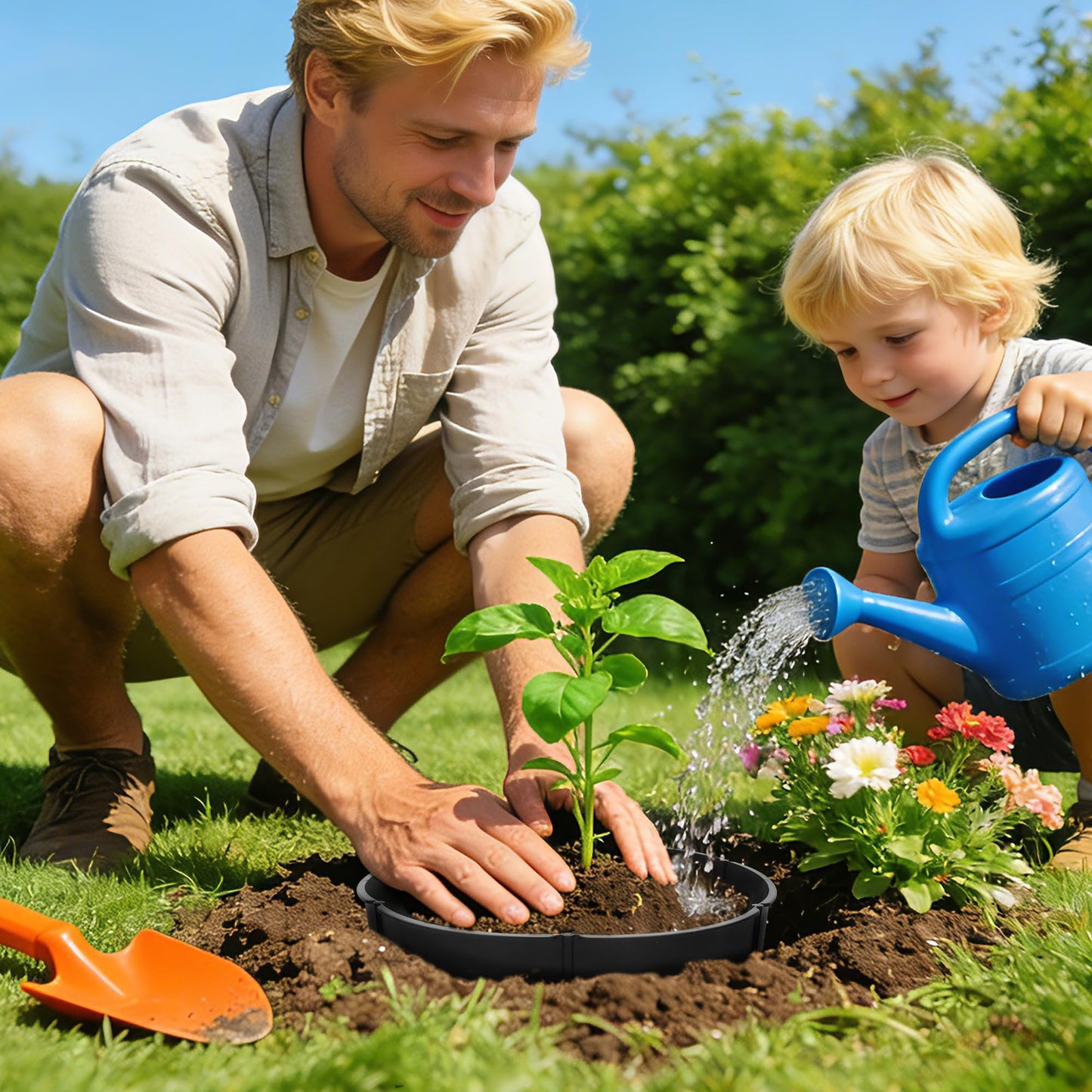 Anothera 60 Pieces Planting Grow Rings, Diameter Range 8.2-15.7 Inches, Interlocking Garden Plant Rings, Black Garden Rings for Plant Support and Soil Moisture Retention