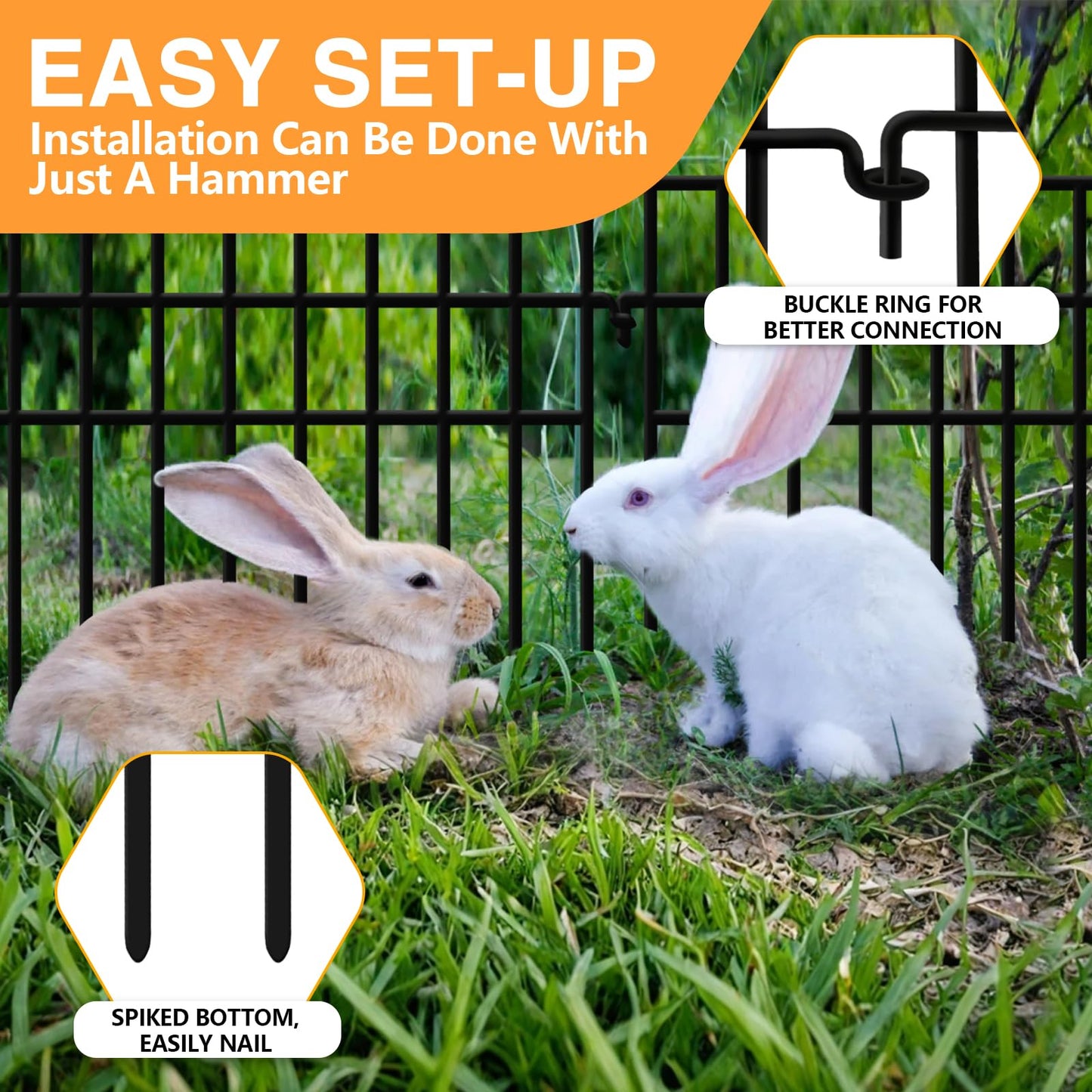 45.33ft(L) X 13in(H) Animal Barrier Fence No Dig, 32 Panels Rabbit Fences for Garden, Dog Digging Ground Defense Border Small Metal Fencing Under Barriers Blocker, Flower Bed, Patio