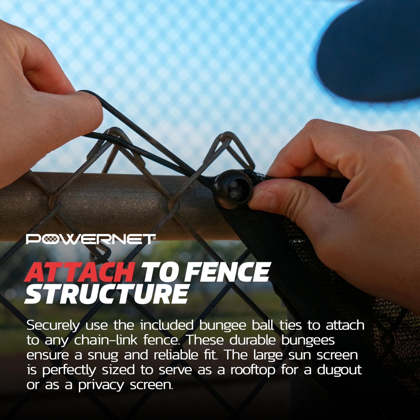 PowerNet Dugout Shade Cover, Baseball & Softball Portable Sun Shade, Outdoor Sports Sun Cover for Chain Link Fence, 18.75 FT x 7 FT