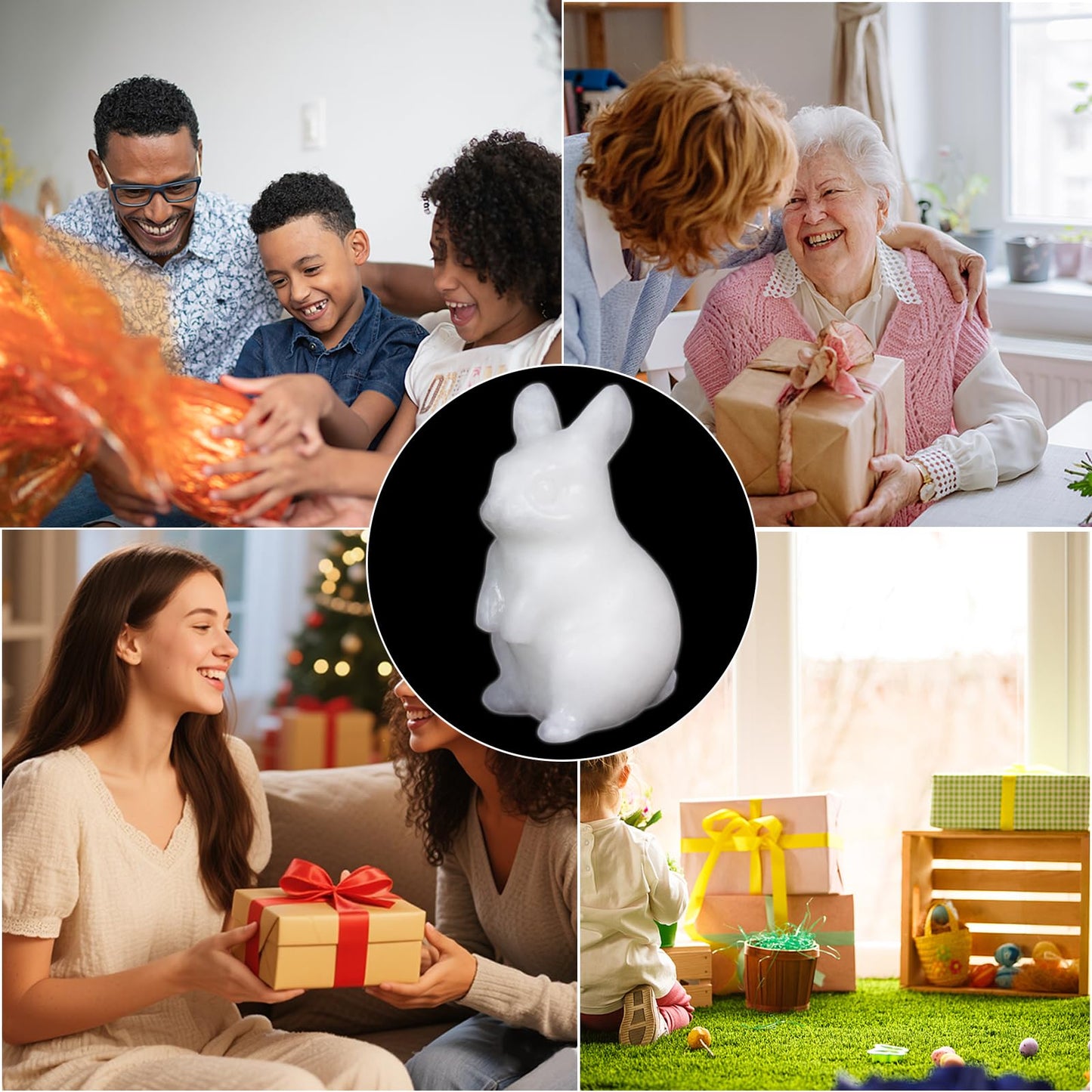 QLRSUXN White Jade Bunny Figurine,Hand-Carved Rabbit Statue for Home Decor,1.6" Healing Crystal Desk Ornament,Easter Gift for Women Men,Lucky Feng Shui Charm for Office,Cute Animal Spirit Totem