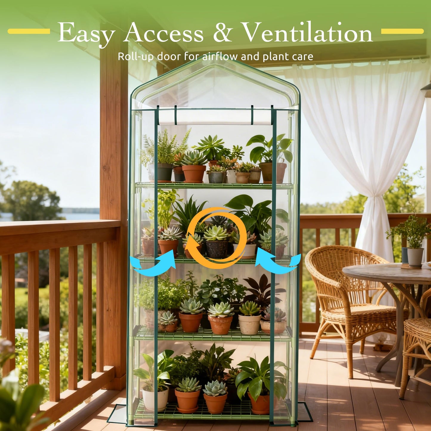 OnlyGarden Mini Greenhouse for Outdoor Indoor, 4 Tier Shelves Small Green House for Winter, Portable Greenhouses with PE-Coated Metal Frame Heavy Duty PVC Cover, Plant Rack Stand House 2.3x1.6x5.2ft