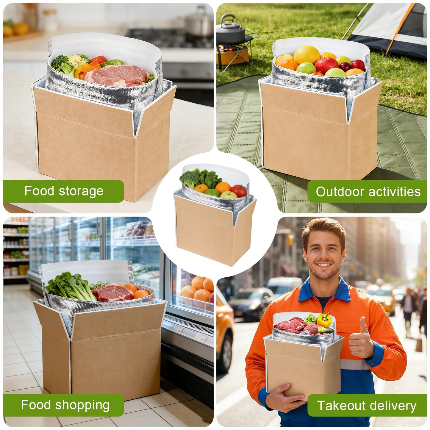 Acrridi 6 Pack Heavy Duty Insulated Shipping Boxes with Foil Liners, 9.4''x5.5''x6.9'' Small Cooler Box for Food Delivery, Reusable Thermal Mailing Kit for Perishable Goods, Vegetables, Meat, Cheese