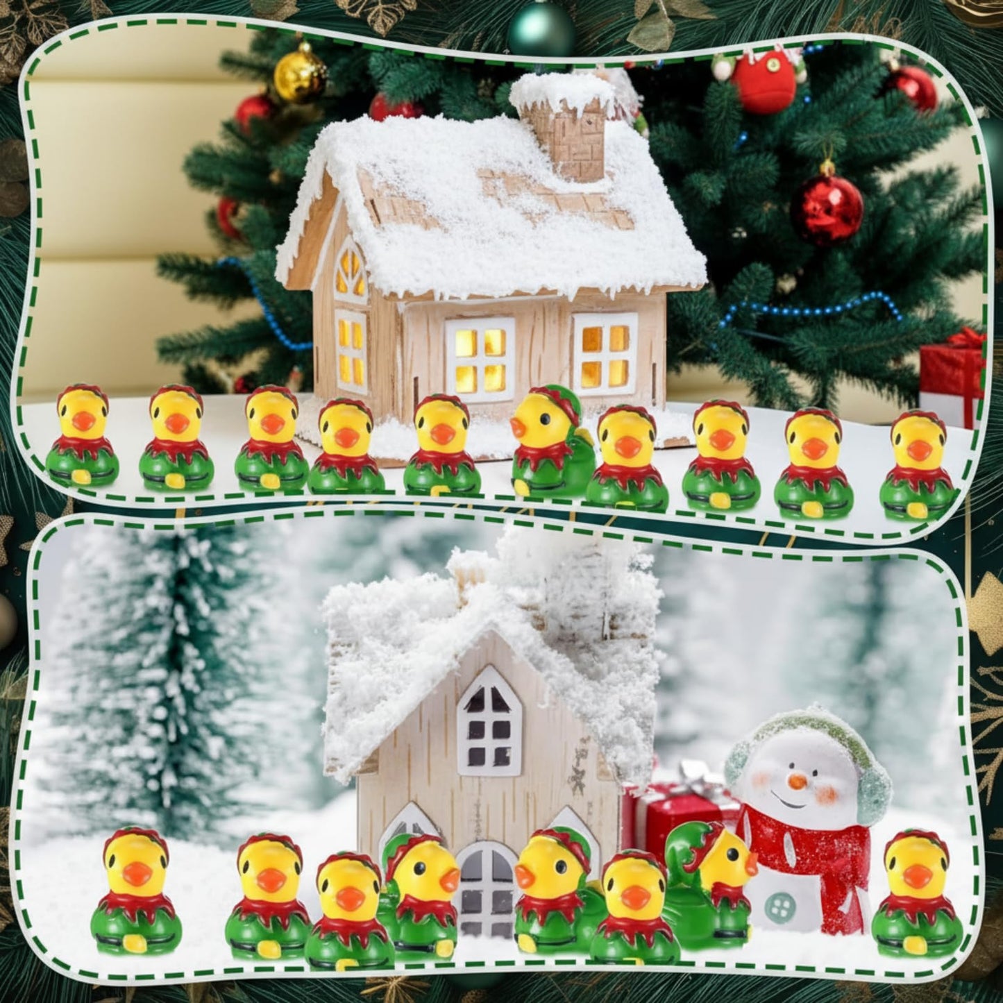 Weysat 60 Pcs Mini Christmas Elf Resin Ducks Tiny Elves Ducks Bulk Christmas Miniature Figurine Decoration for Xmas Party Favors Stocking Stuffers Birthday Gifts