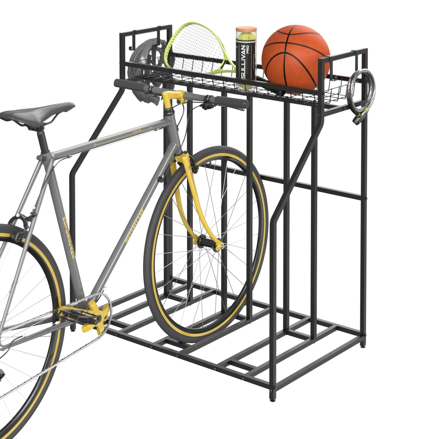 ClosetMaid ProGarage Bike Stand Rack with Storage Shelf and 4 Hooks for 3 Bicycles, Adult or Kids, Black