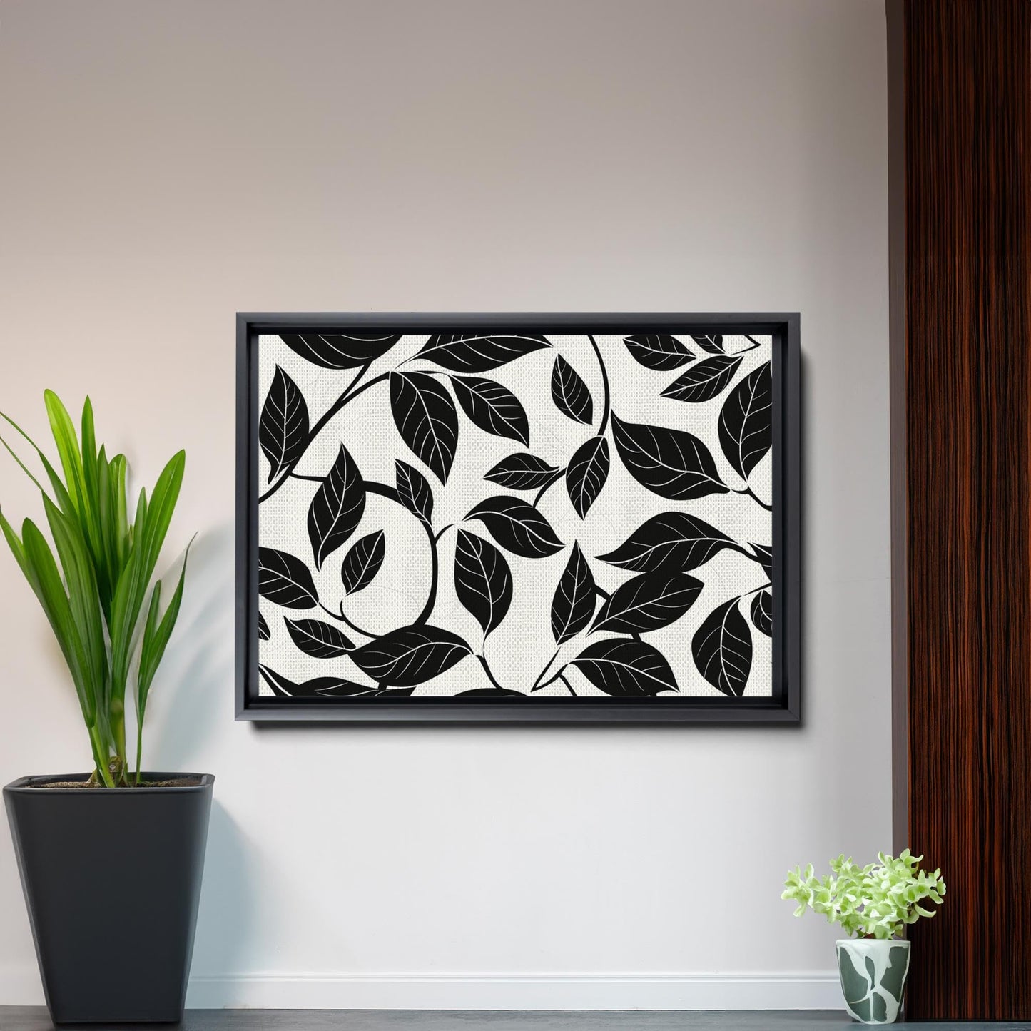 Canvas Print Scandinavian Folk Art Black and Beige Abstract Botanical Wall Art for Scandinavian Home Decor Decor Canvas, Wall