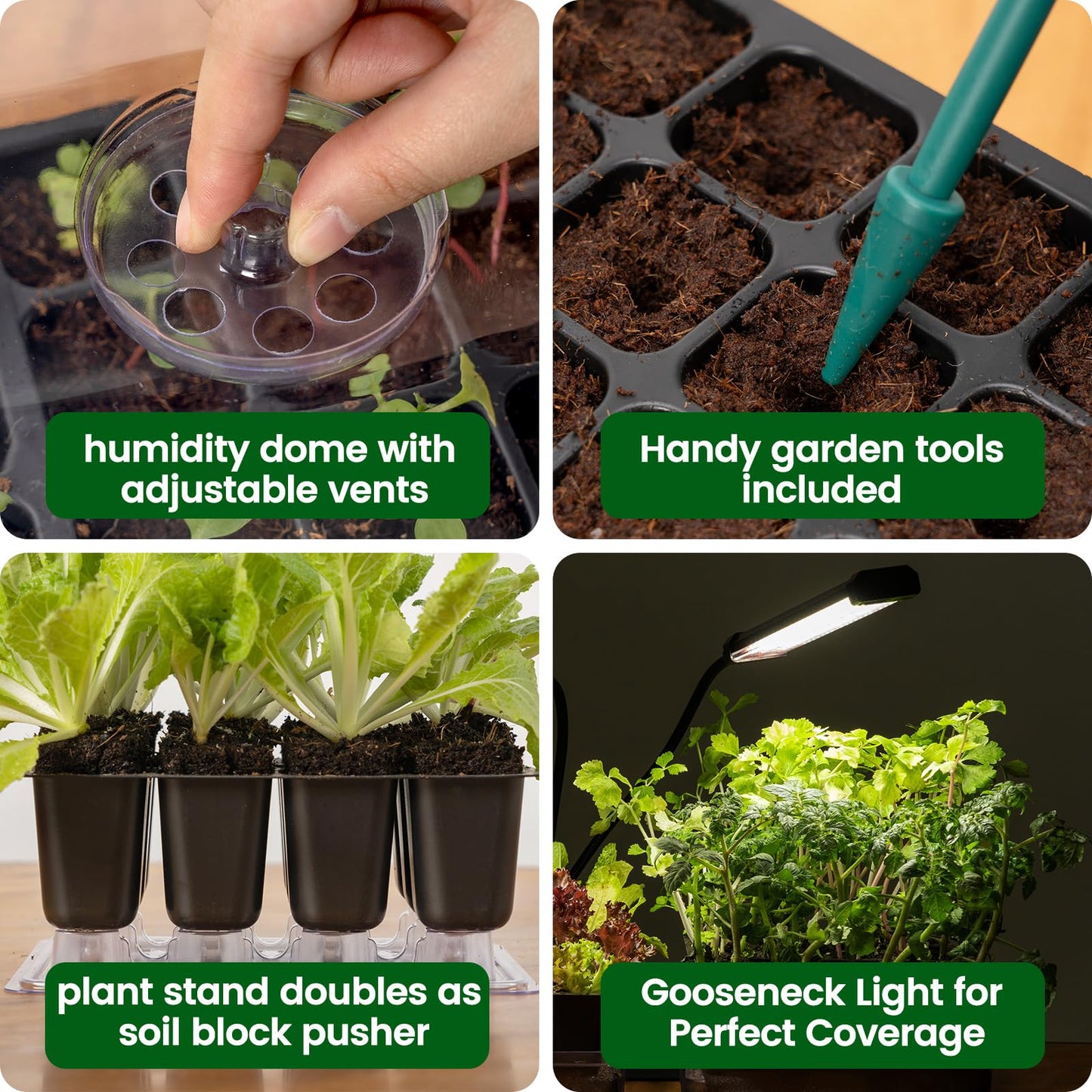 SOLIGT 72 Cell Self Watering Seed Starter Trays with Grow Light, 3 Seed Starter Kit with Humidity Domes, Full Spectrum Seedling Light with 8/12/18H Timer for Seed Starting, Seedling Growing
