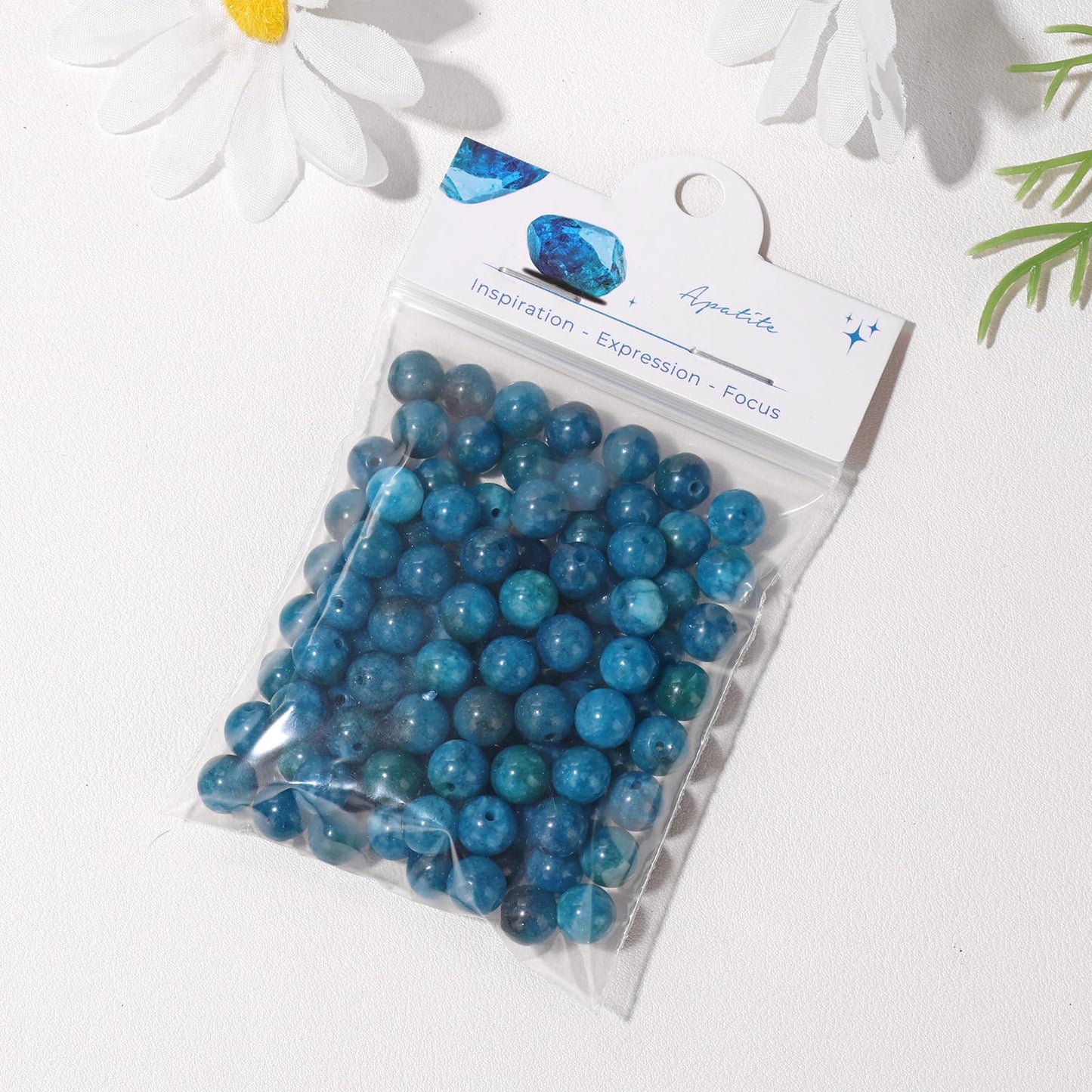 Raicegs 100pcs 8mm Apatite Beads Natural Gemstone Beads Round Loose Beads for Jewelry Making DIY Bracelets Necklace