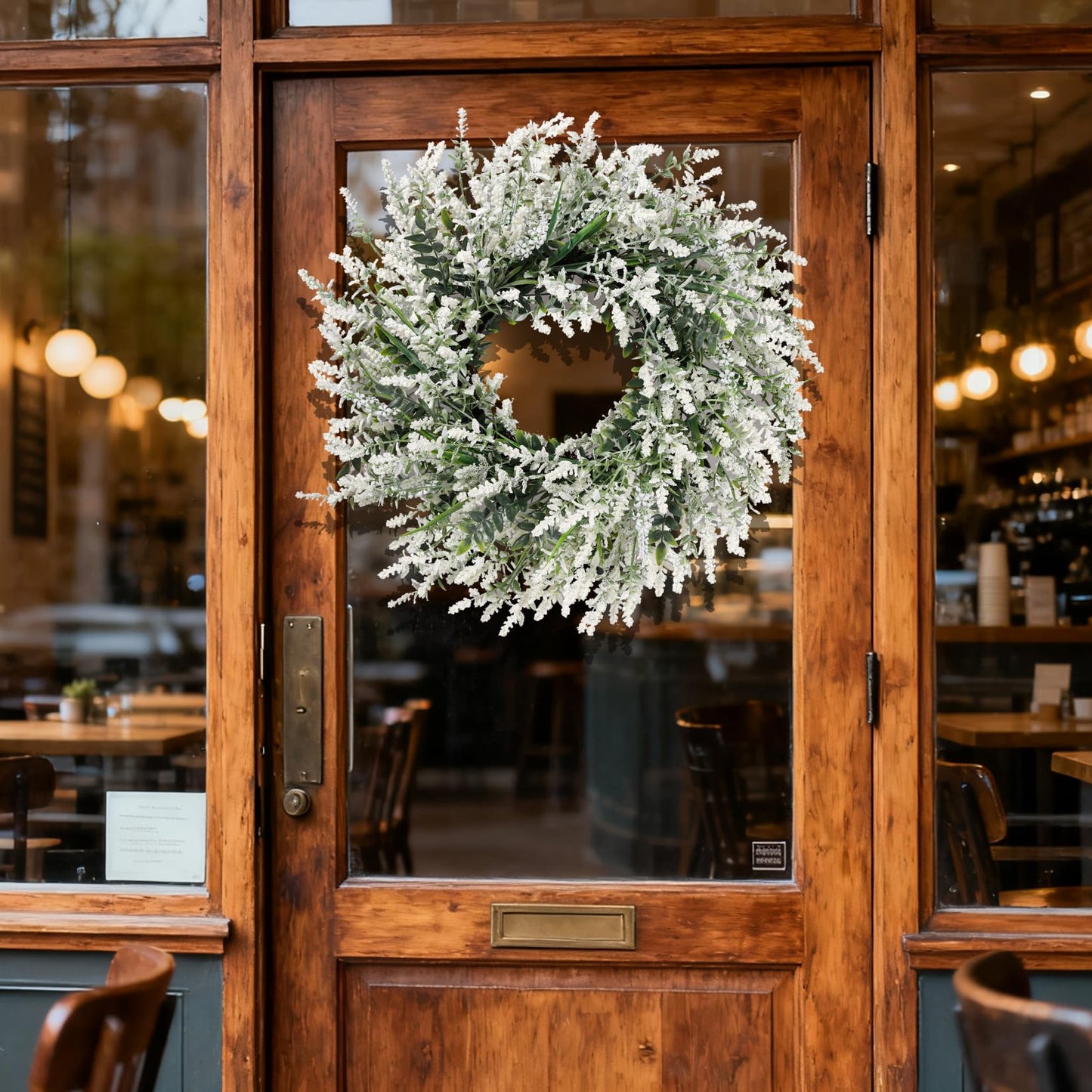 26'' Large Lavender & Eucalyptus Wreath for Front Door - Artificial Eucalyptus Leaves Greenery Outdoor Wreath for Wedding Farmhouse Porch Wall Room Home Decor (White)