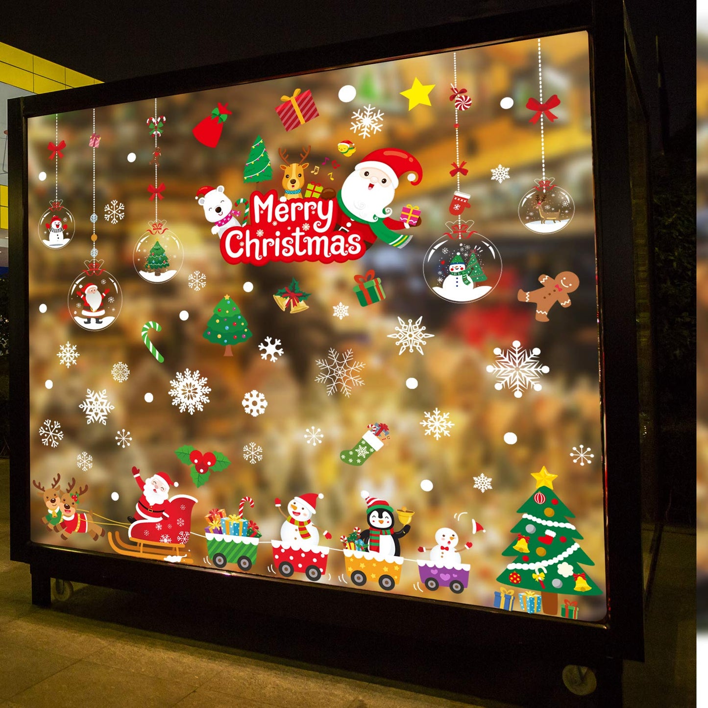175 PCS Christmas Window Clings Xmas Decals Stickers for Christmas Window Decorations