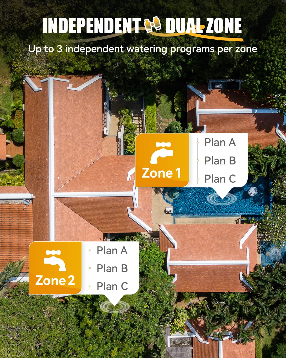 RAINPOINT WiFi Water Timer with Brass Inlet & Outlet,2 Zone WiFi Hose Timer for Lawn,WiFi Sprinkler Controller via APP/Voice Control,Automatic Watering System by Time/Weather/Quantity/Soil Moisture