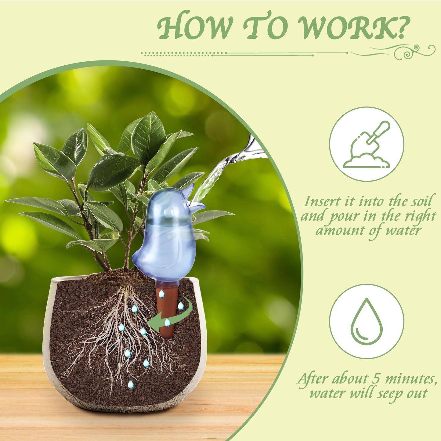 4 Pack Self Watering Spikes, Indoor Plant Watering Globes, Bird Shape Automatic Irrigation Spikes,Plant Watering Devices(Blue)