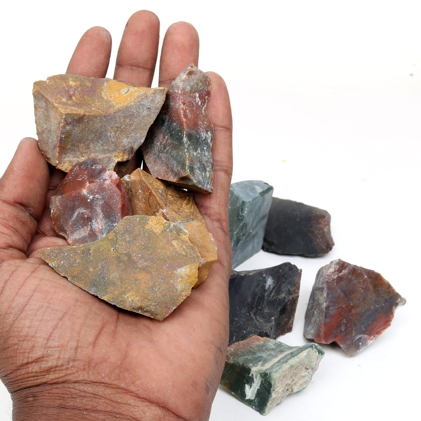 REAL-GEMS Natural Raw Healing Crystals Rough Stones for Tumbling, Cabbing, Polishing, Wire Wrapping, Wicca & Reiki Crystal Healing, Mix Gemstones,7 Chakra (Multi Opal)