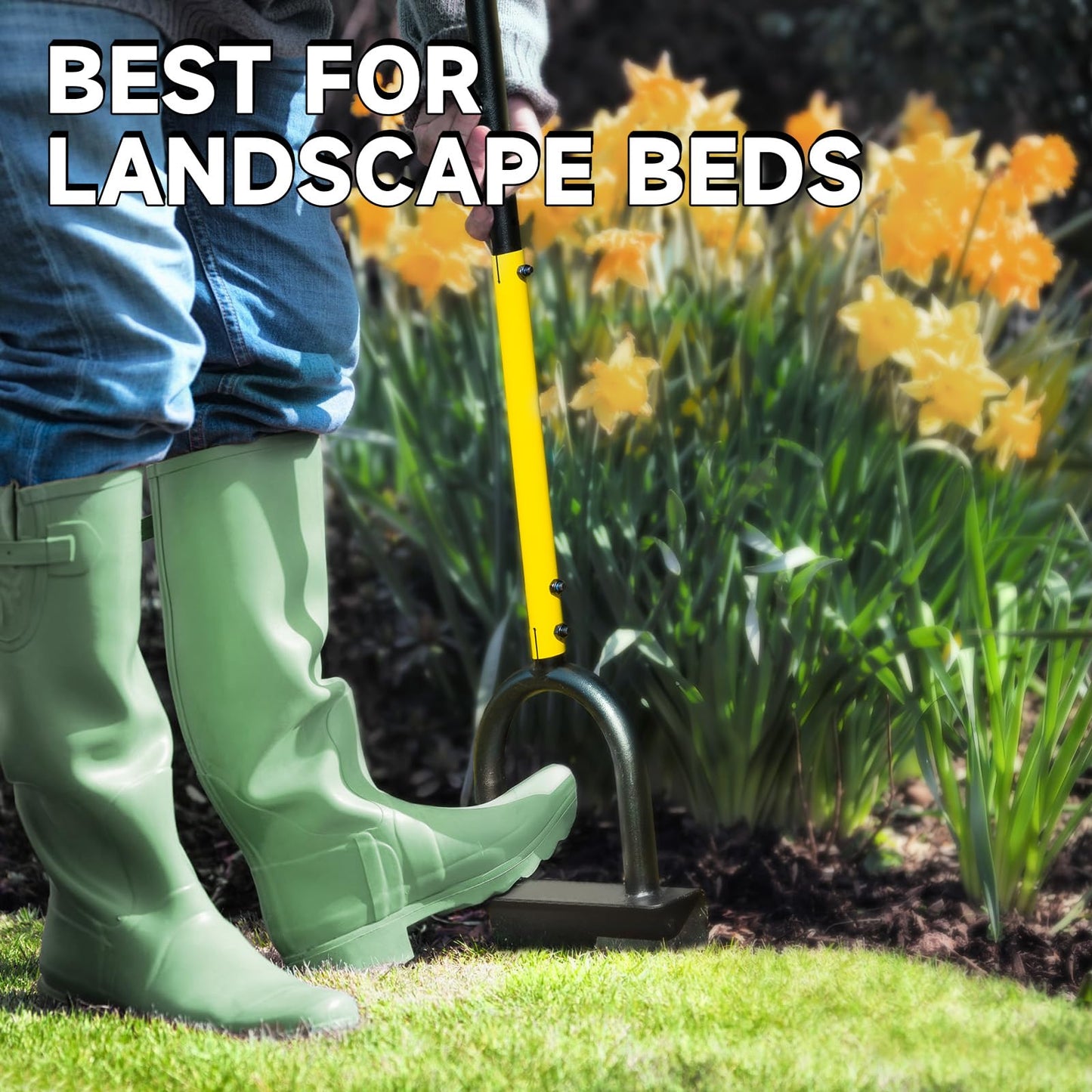 BlumeTrec Manual Edger Lawn Tool with 38"-42" Adjustable Length, Saw-Tooth Border Edger with Wide Footplate Manganese Steel Blade, Garden Edging Tool for Flower Beds, Landscaping, Sidewalks, Yard