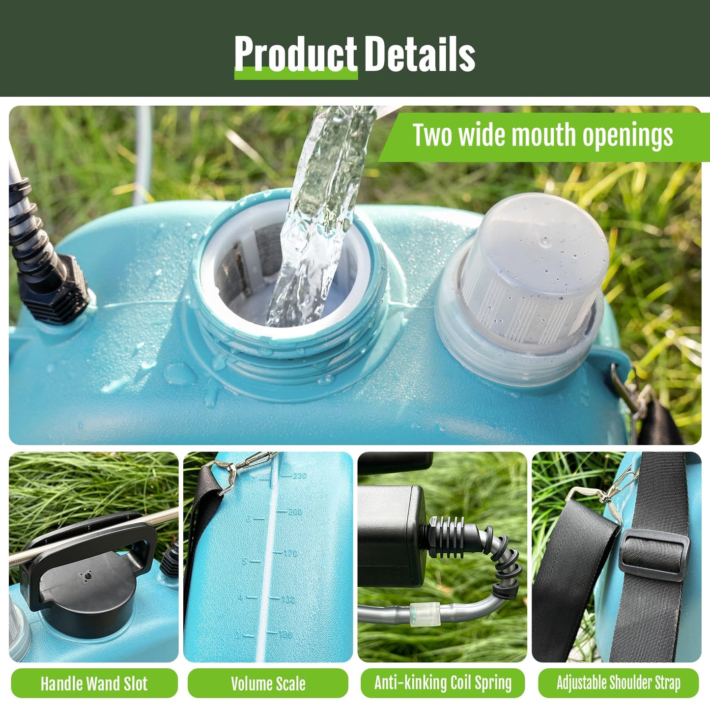 SideKing Battery Powered Sprayer 2 Gallon, Electric Weed Sprayer with 3 Adjustable Spray Pressures, Battery Indicator, Telescopic Wand and 4 Nozzles, for Garden, Lawn, Yard & Plants Care