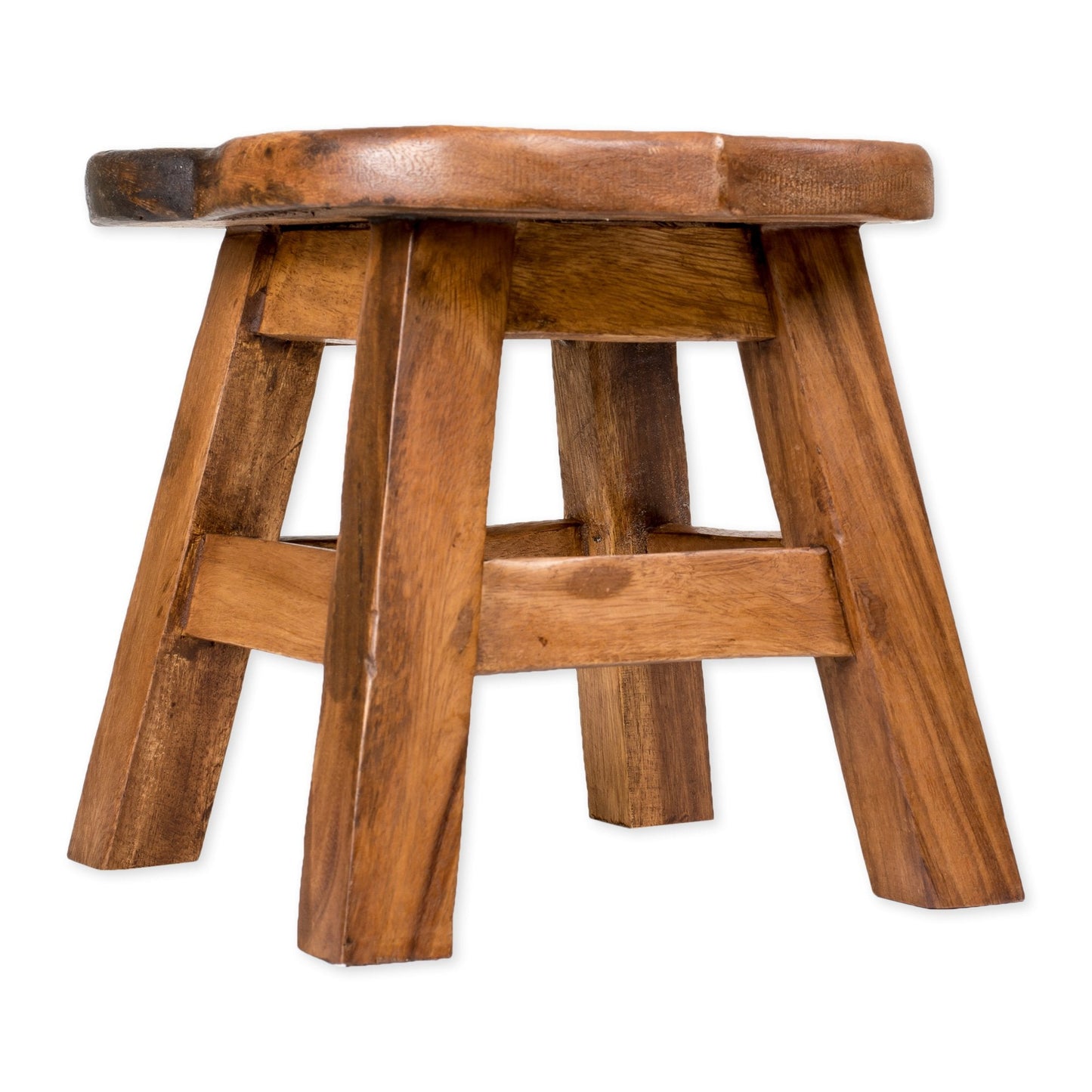 Sea Island Imports Acorn Design Hand Carved Acacia Hardwood Decorative Short Stool