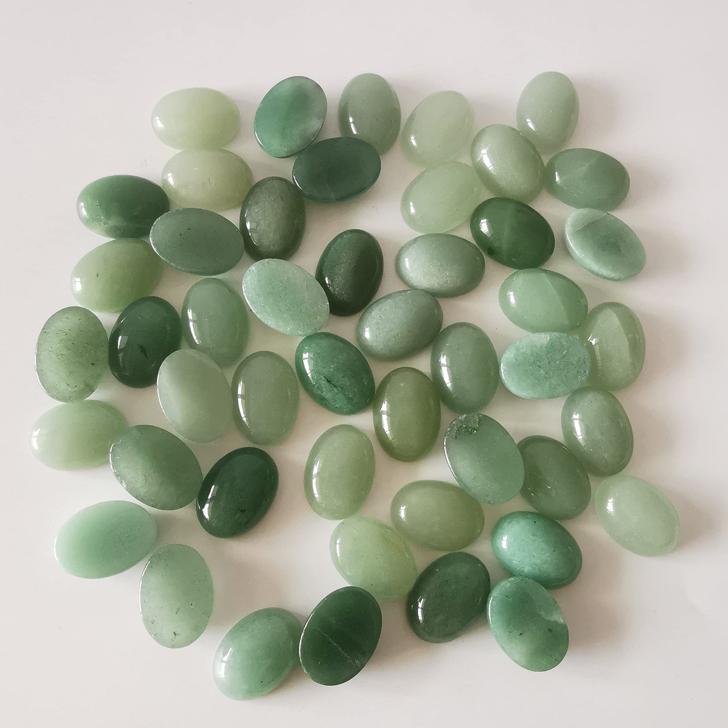 Loveliome 18x13mm Oval Cabochons Flatback Crystal Stone Gemstones Beads for Jewelry Making DIY Pack of 10, Green Aventurine