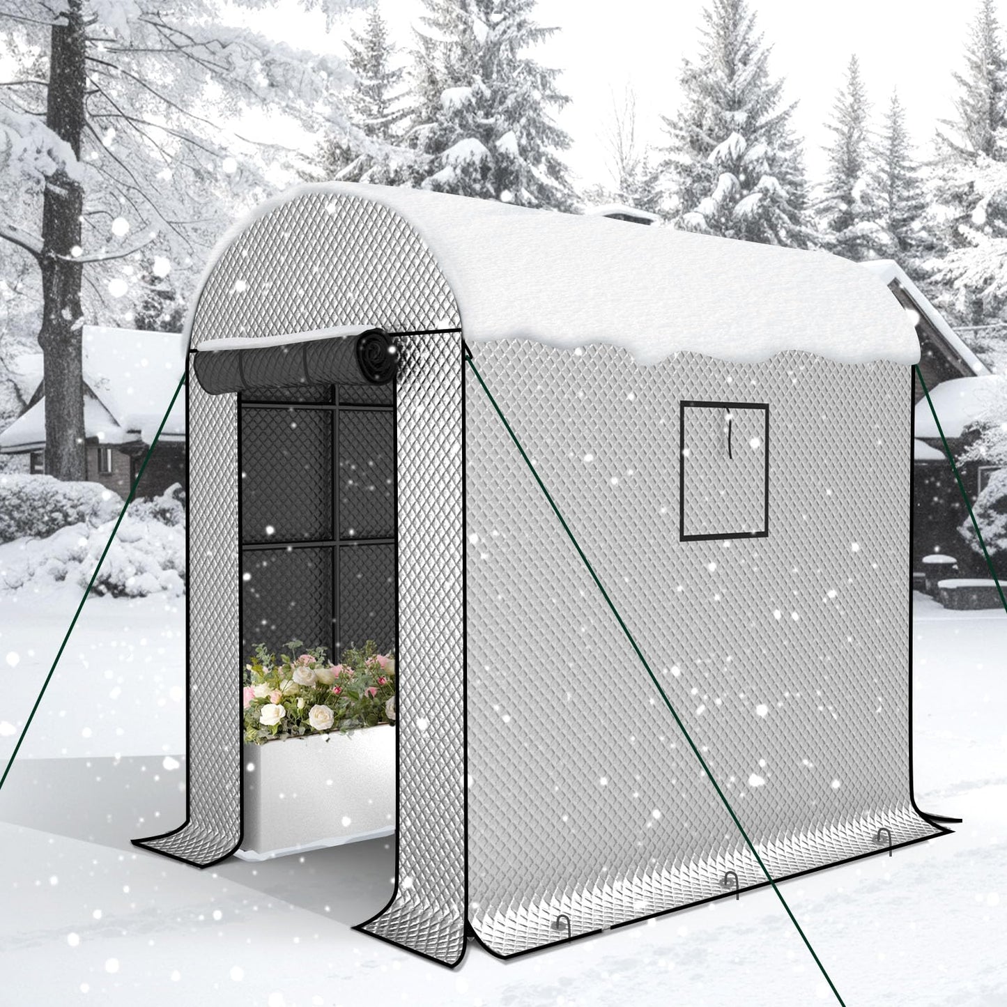 BUKLIYN Greenhouses for Outdoors - 90.5'' × 50.8'' × 89.3'' Walk in Plant Greenhouses,Double-Layer Covering - PVC Film and Cotton Film, Suitable for All Seasons