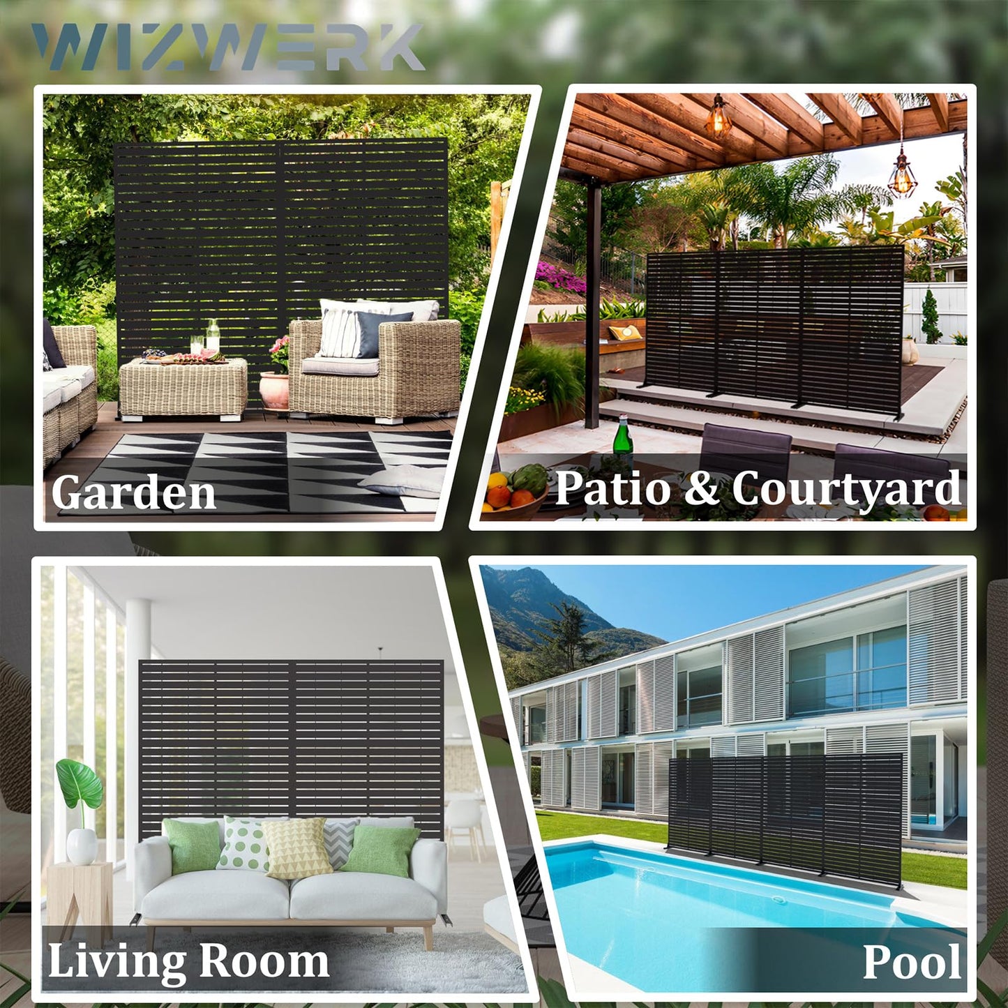 6FT Outdoor Metal Privacy Screen ā Decorative Privacy Fence and Room/Garden Divider, Weather-Resistant Freestanding Panel with Stand, Durable Steel for Patio, Garden, Balcony, or Backyard