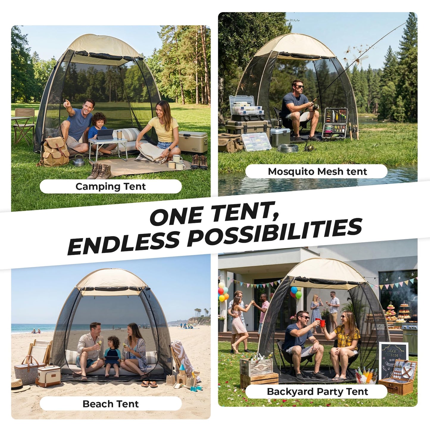 Alvantor® Pop Up Screen House Tent, 7'x4' Instant Camping Screen Room, Screen Gazebo Canopy for Patios/Deck/Backyard, Portable Mesh Tent with Shade Cloths, Easy Set Up, 2-3 Person