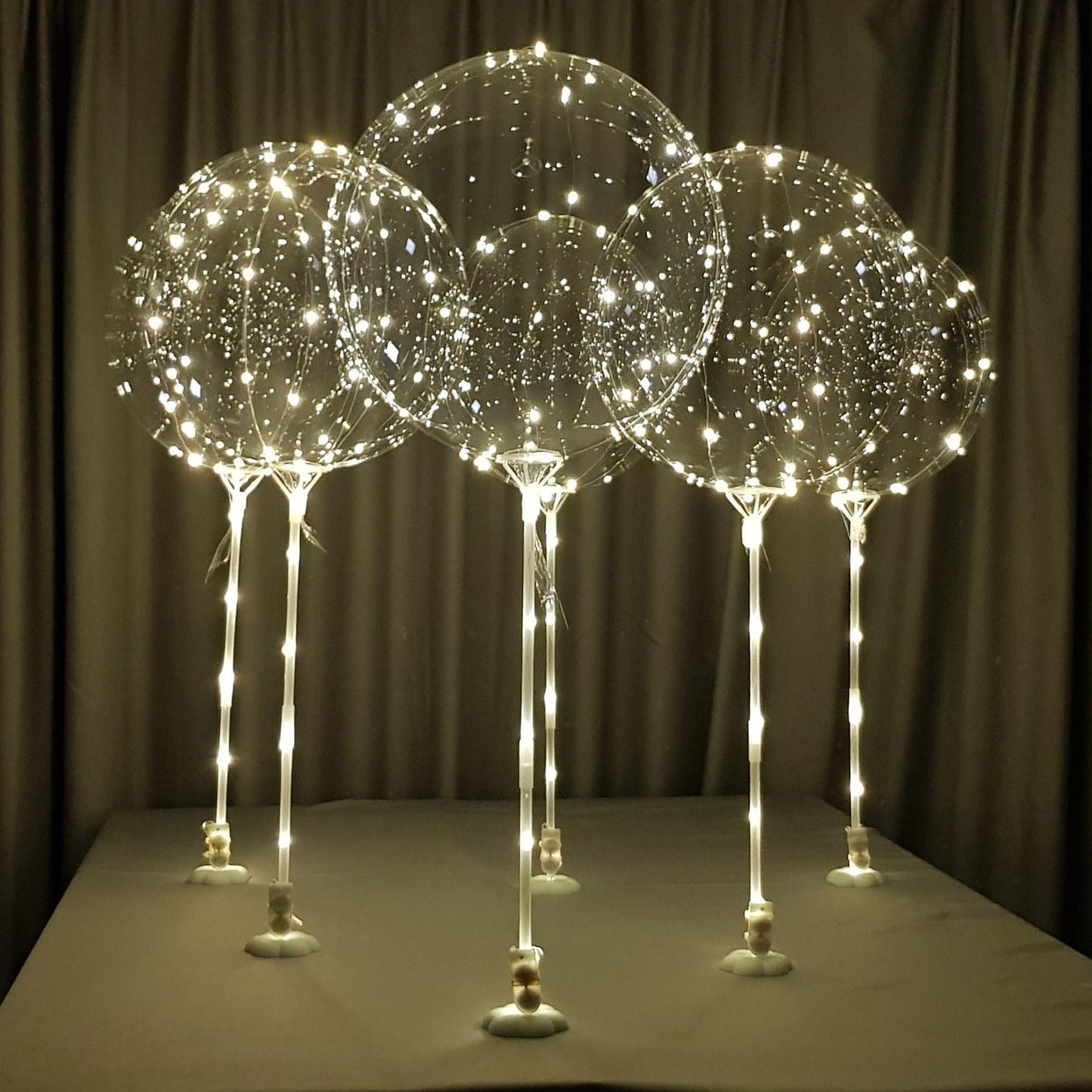Lightsfever warm white 6pc LED Light up Balloon with sticks, stands and batteries, Table top centerpieces for party, Thanks giving, no helium required DIY Kit (warm white)
